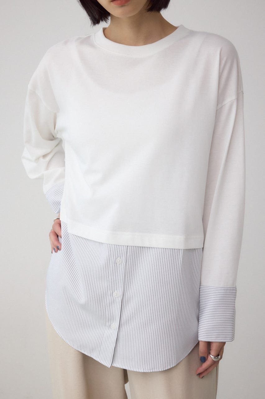 【アズール バイ マウジー/AZUL by moussy】のアソートデザインレイヤードトップス インテリア・キッズ・メンズ・レディースファッション・服の通販 founy(ファニー) 　ファッション　Fashion　レディースファッション　Fashion for Women　トップス・カットソー　Cut & Sew Tops　インナー　Innerwear　カットソー　Cut and Sewn Top　ドッキング　Docking, Mixed Material　A/W・秋冬　Autumn/Winter　柄WHT5|ID: prp329100004723034 ipo3291000000034135611