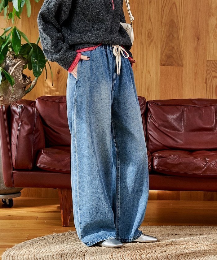 【フリークスストア/FREAK'S STORE】の低身長サイズあり ウォッシュ加工 イージーデニムパンツ 限定展開カラーあり 25AW インテリア・キッズ・メンズ・レディースファッション・服の通販 founy(ファニー) 　ファッション　Fashion　レディースファッション　Fashion for Women　パンツ　Pants & Trousers　デニムパンツ・ジーンズ・美脚デニム　Denim Jeans & Pants　ウォッシュ　Washed Finish　春　Spring　今季　This Season, Current Season　デニム　Denim, Jeans Material　トレンド　Trend, Trending Now　ワイド　Wide, Wide Fit　A/W・秋冬　Autumn/Winter　冬　Winter / This Winter　S/S・春夏　SS, Spring/Summer, Warm Season　おすすめ　Recommended / Our Picks　夏　Summer　2025年　2025　2025-2026秋冬・A/W　Autumn/Winter 2025–26 AW25–26　ブルー|ID: prp329100004723165 ipo3291000000034586641