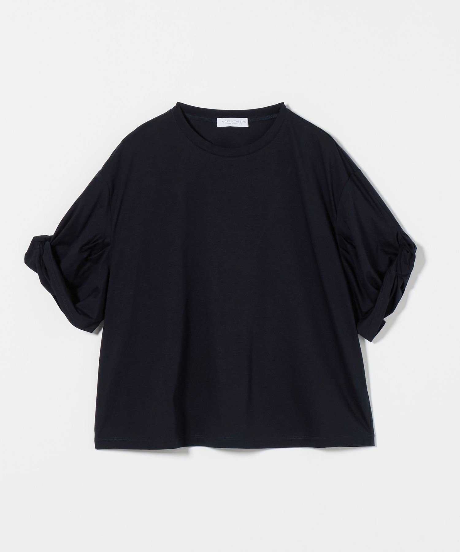 【ユナイテッドアローズ/UNITED ARROWS】のシルケット ツイストスリーブ カットソー A DAY IN THE LIFE インテリア・キッズ・メンズ・レディースファッション・服の通販 founy(ファニー) 　ファッション　Fashion　レディースファッション　Fashion for Women　トップス・カットソー　Cut & Sew Tops　カットソー・ベーシックTシャツ　Cut-and-Sewn Tops / Stretch Tees & Basics　インナー　Innerwear　カットソー　Cut and Sewn Top　シルケット　Silket, Silky Cotton　シンプル　Simple, Minimal　ストライプ　Stripe, Striped Pattern　スリーブ　Sleeve, Long Sleeve / Short Sleeve　ツイスト　Tweed, Tweed Fabric　定番　Standard, Basic Item　アウトレット　Outlet / Clearance　おすすめ　Recommended / Our Picks　NAVY|ID: prp329100004723174 ipo3291000000034289349