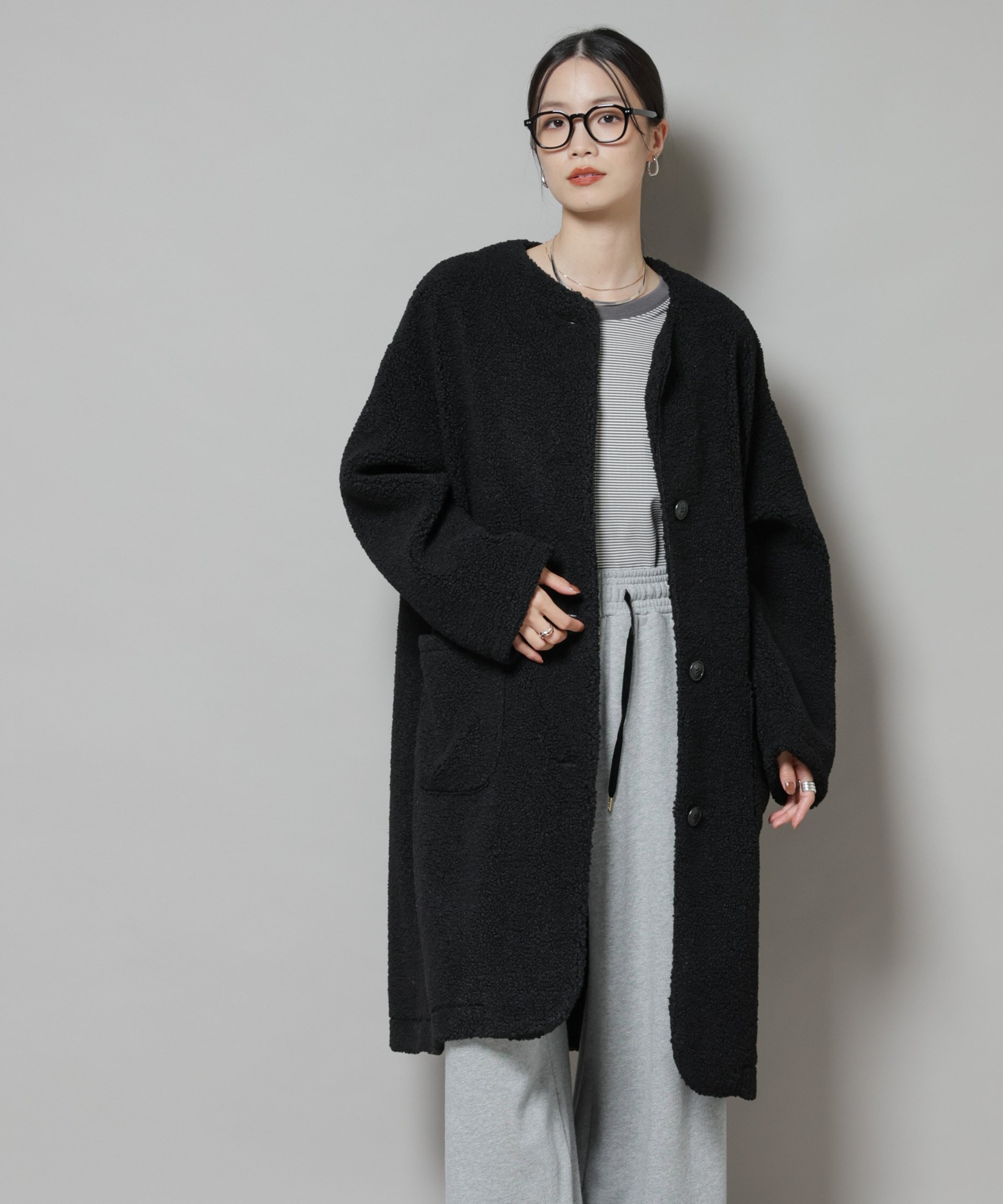 【ナノ ユニバース/nano universe】のソフトボアノーカラーコート 人気、トレンドファッション・服の通販 founy(ファニー) 　ファッション　Fashion　レディースファッション　Fashion for Women　アウター　Coat / Outerwear Collection　コート・ロングコート・ピーコート　Long Coats, Peacoats & More　インナー　Innerwear　ウォッシャブル　Machine Washable　ハイネック　High Neck, Mock Neck　パーカー　Hoodie, Parka　フロント　Front, Front Design　ポケット　Pocket, Pocket Detail　ロング　Long, Long-Length　A/W・秋冬　Autumn/Winter　アウトレット　Outlet / Clearance　おすすめ　Recommended / Our Picks　2025年　2025　2025-2026秋冬・A/W　Autumn/Winter 2025–26 AW25–26　 other-1|ID: prp329100004723226 ipo3291000000034284395