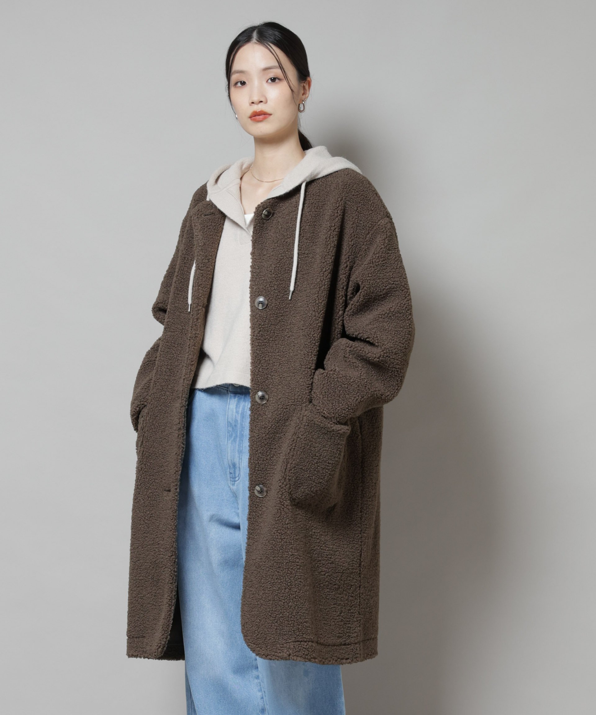 【ナノ ユニバース/nano universe】のソフトボアノーカラーコート インテリア・キッズ・メンズ・レディースファッション・服の通販 founy(ファニー) 　ファッション　Fashion　レディースファッション　Fashion for Women　アウター　Coat / Outerwear Collection　コート・ロングコート・ピーコート　Long Coats, Peacoats & More　インナー　Innerwear　ウォッシャブル　Machine Washable　ハイネック　High Neck, Mock Neck　パーカー　Hoodie, Parka　フロント　Front, Front Design　ポケット　Pocket, Pocket Detail　ロング　Long, Long-Length　A/W・秋冬　Autumn/Winter　アウトレット　Outlet / Clearance　おすすめ　Recommended / Our Picks　2025年　2025　2025-2026秋冬・A/W　Autumn/Winter 2025–26 AW25–26　カーキブラウン4|ID: prp329100004723226 ipo3291000000034284401