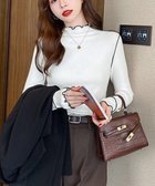 【ミニミニストア/miniministore】のパイピングトップス ヒートインナー微起毛 ホワイト|ID: prp329100004723305 ipo3291000000034332588