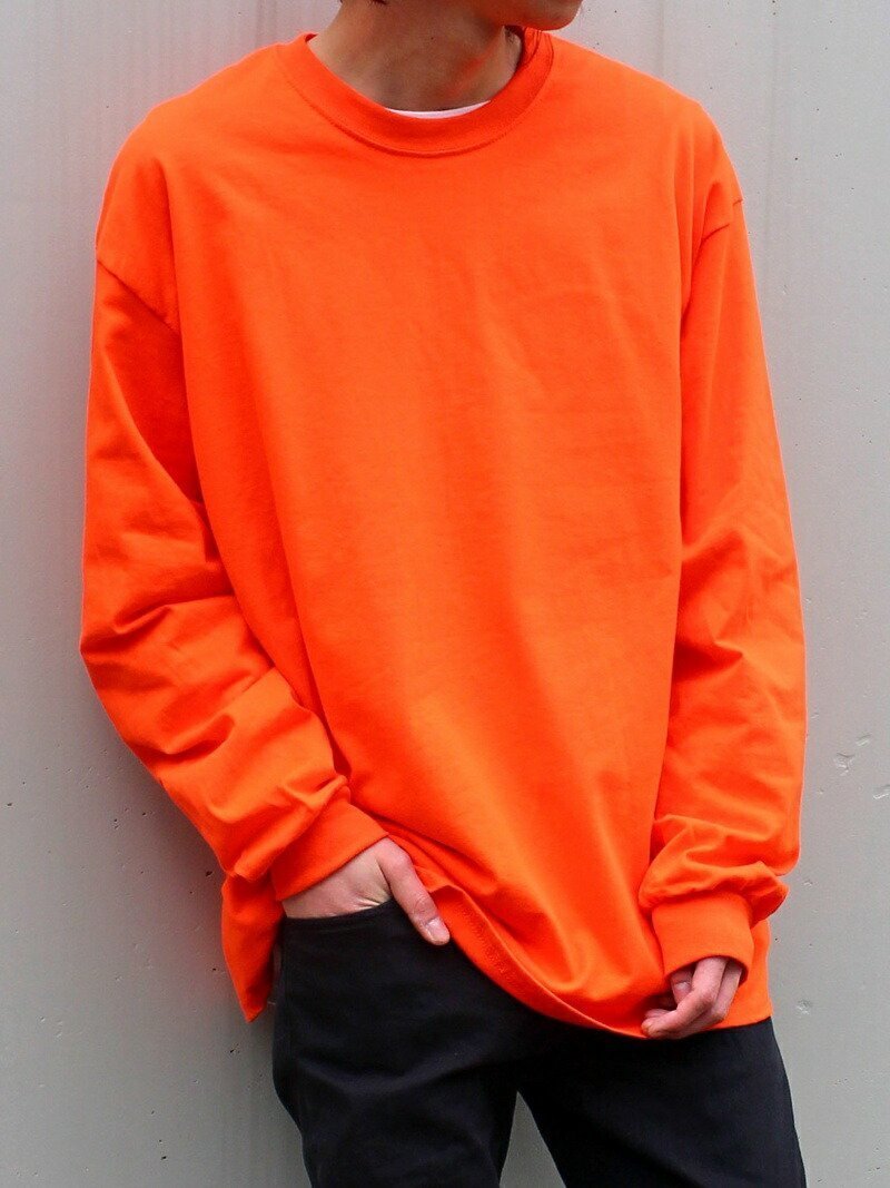 【イールド セレクト/yield SELECT】の【GILDAN】 ロングスリーブ 無地ロンT インテリア・キッズ・メンズ・レディースファッション・服の通販 founy(ファニー) 　ファッション　Fashion　レディースファッション　Fashion for Women　トップス・カットソー　Cut & Sew Tops　ロングTシャツ・Tシャツ　Longline T-Shirts & Tees　アメリカン　American Style　スリーブ　Sleeve, Long Sleeve / Short Sleeve　人気　Popular, Best Seller　ビッグ　Big, Oversized　無地　Plain, Solid Color　ロング　Long, Long-Length　ORANGE|ID: prp329100004723362 ipo3291000000034264003