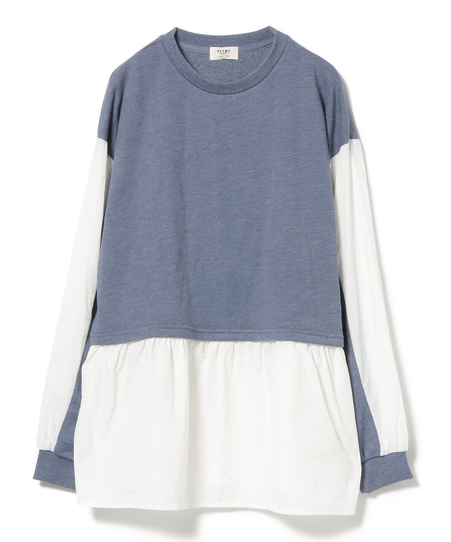 【ビームス ウイメン/BEAMS】のドッキング 裏毛スウェット インテリア・キッズ・メンズ・レディースファッション・服の通販 founy(ファニー) 　ファッション　Fashion　レディースファッション　Fashion for Women　トップス・カットソー　Cut & Sew Tops　レディースパーカー・カジュアルフーディー　Casual Hoodies & Sweatshirts　スウェット・クルーネックトップス　Sweatshirts & Crewnecks / Relaxed Fit Sweat Tops　おすすめ　Recommended / Our Picks　ウェーブ　Wavy Pattern　ギャザー　Gathered, Ruffled　シンプル　Simple, Minimal　スウェット / スエット　Sweatshirt, Sweatwear　ストレート　Straight, Straight Cut　デニム　Denim, Jeans Material　ドッキング　Docking, Mixed Material　ワイド　Wide, Wide Fit　切替　Switching, Contrast Panel　BLUE|ID: prp329100004723381 ipo3291000000034263535
