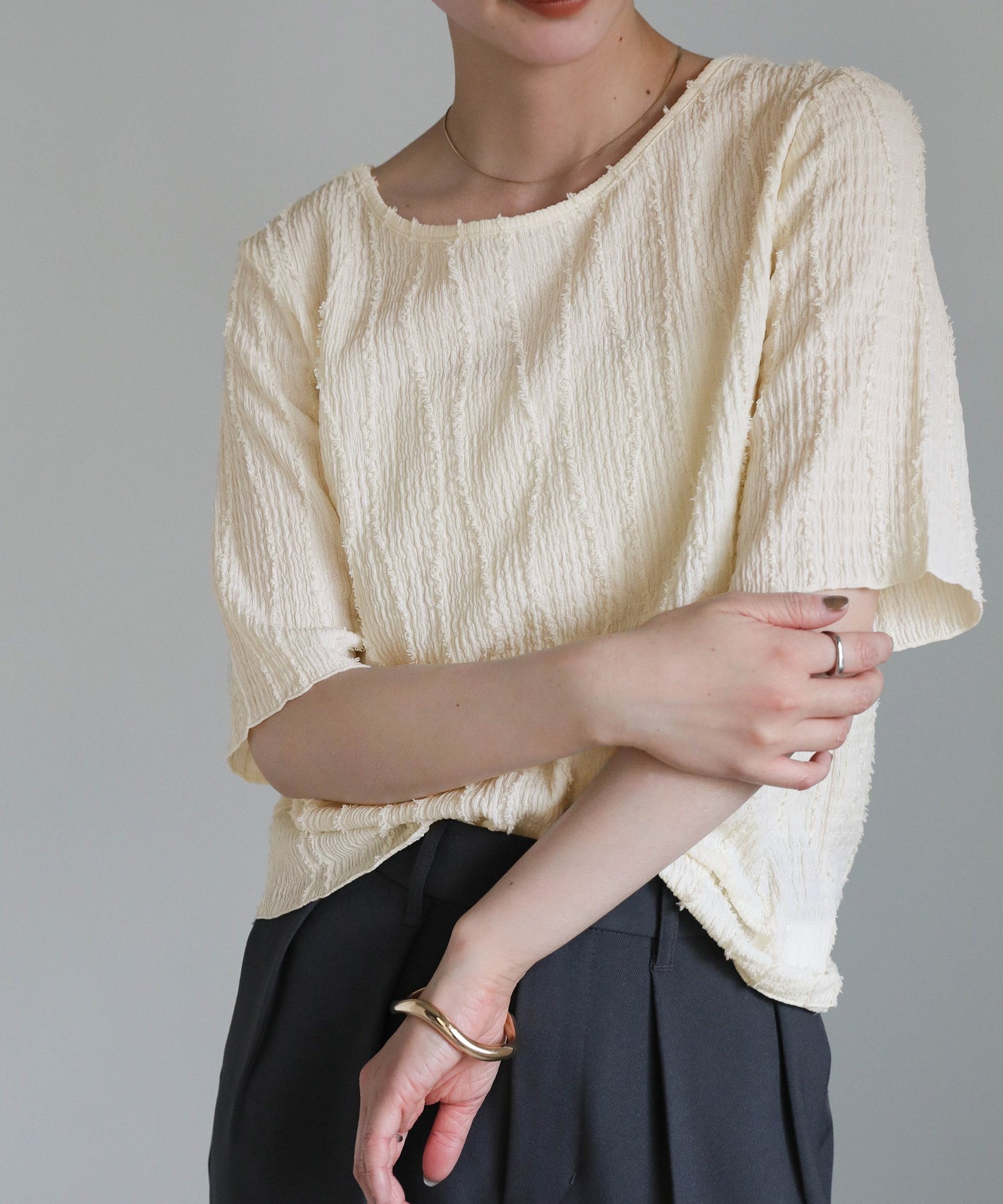 【セレクトモカ/SELECT MOCA】のシャギーウェーブライントップス 人気、トレンドファッション・服の通販 founy(ファニー) ファッション Fashion レディースファッション Fashion for Women トップス・カットソー Cut & Sew Tops ウェーブ Wavy Pattern コンパクト Compact, Small Size フィット Fit, Slim Fit フレア Flare, Flared ベーシック Basic, Essential エレガント 上品 Elegant other-1|ID: prp329100004723418 ipo3291000000034583622