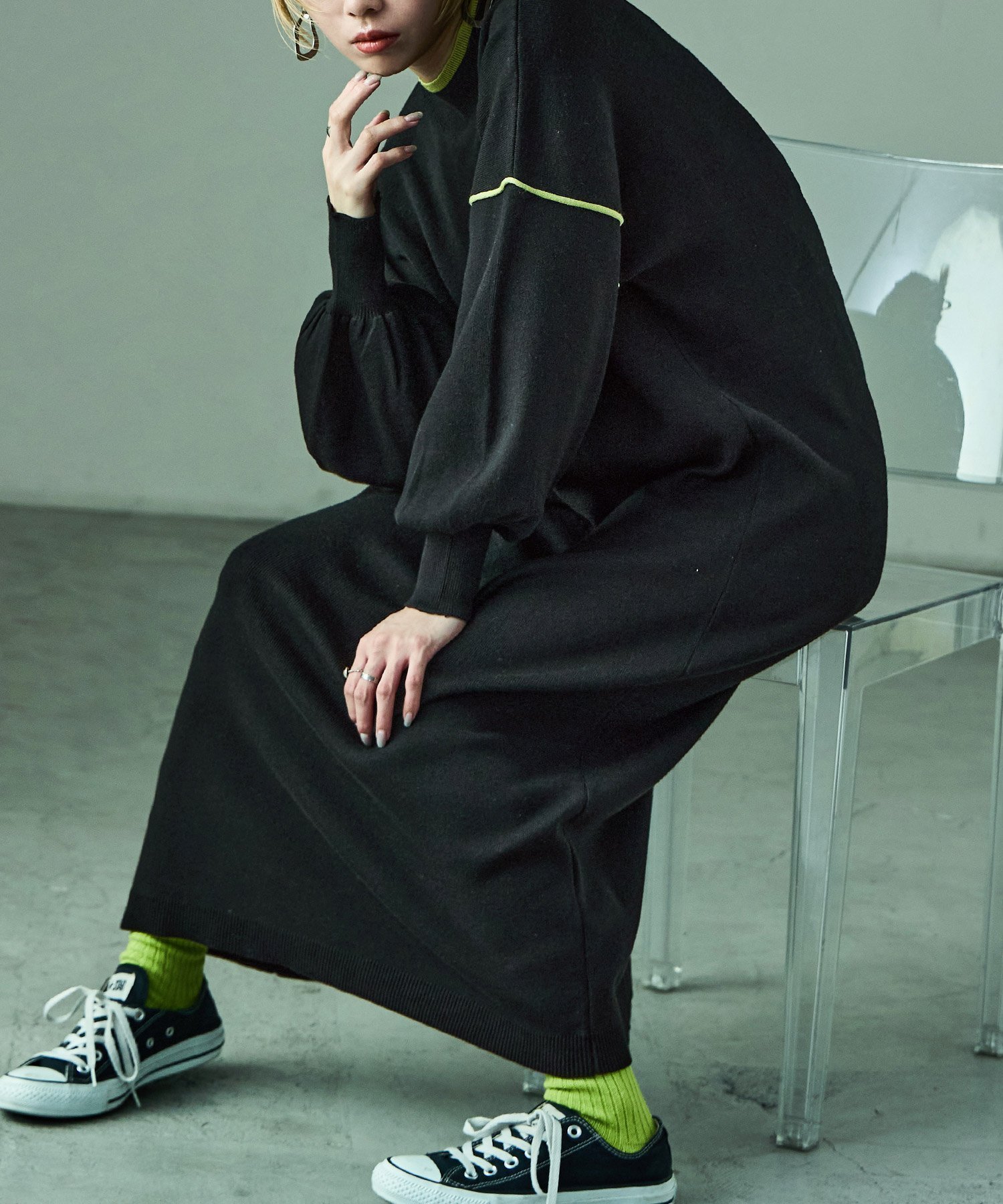 【ビーフラット/bflat】のオーバーサイズ ボリューム袖 配色ニットワンピース 人気、トレンドファッション・服の通販 founy(ファニー) ファッション Fashion レディースファッション Fashion for Women ワンピース Dresses ニットワンピース Knit Dresses シンプル Simple, Minimal ジャケット Jacket, Outerwear スニーカー Sneakers, Trainers ハーフ Half, Half-Length パイピング Piping, Trim Design ブルゾン Blouson, Bomber Jacket ポケット Pocket, Pocket Detail ロング Long, Long-Length other-1|ID: prp329100004723441 ipo3291000000034918178