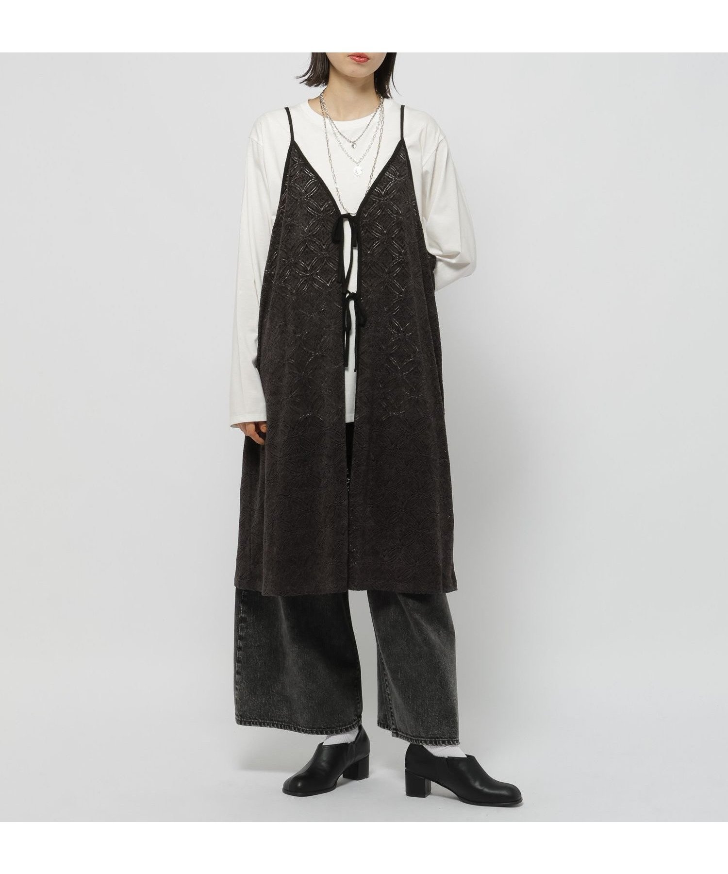 【ニコアンド/niko and】の3WAYベロアレースキャミワンピース インテリア・キッズ・メンズ・レディースファッション・服の通販 founy(ファニー) 　ファッション　Fashion　レディースファッション　Fashion for Women　ワンピース　Dresses　キャミソールワンピース　Camisole Dresses　おすすめ　Recommended / Our Picks　キャミワンピース　Cami Dress, Slip Dress　シアー　Sheer, See-Through　デニム　Denim, Jeans Material　フロント　Front, Front Design　ベロア　Velour, Soft Velvet　ミックス　Mix, Mixed Style　レース　Lace, Lace Fabric　エレガント 上品　Elegant　今季　This Season, Current Season　チャコール|ID: prp329100004723458 ipo3291000000035178793