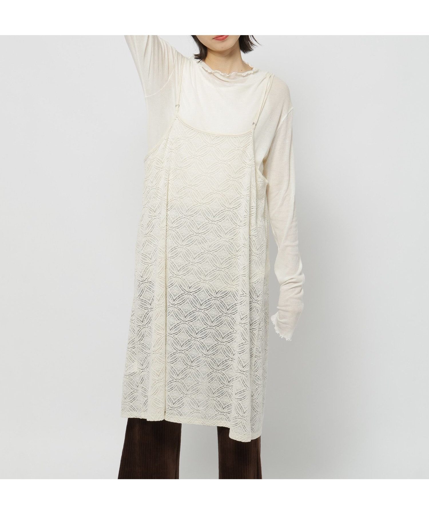 【ニコアンド/niko and】の3WAYベロアレースキャミワンピース インテリア・キッズ・メンズ・レディースファッション・服の通販 founy(ファニー) 　ファッション　Fashion　レディースファッション　Fashion for Women　ワンピース　Dresses　キャミソールワンピース　Camisole Dresses　おすすめ　Recommended / Our Picks　キャミワンピース　Cami Dress, Slip Dress　シアー　Sheer, See-Through　デニム　Denim, Jeans Material　フロント　Front, Front Design　ベロア　Velour, Soft Velvet　ミックス　Mix, Mixed Style　レース　Lace, Lace Fabric　エレガント 上品　Elegant　今季　This Season, Current Season　アイボリー|ID: prp329100004723458 ipo3291000000035178794