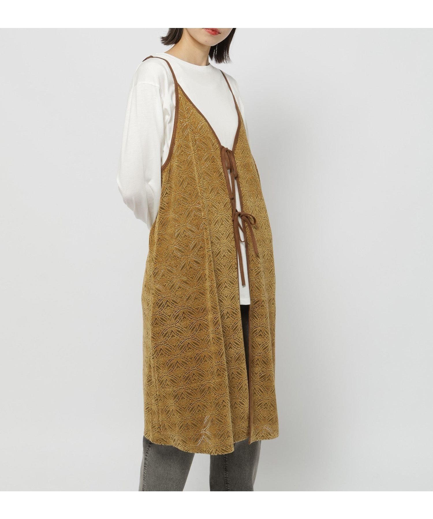 【ニコアンド/niko and】の3WAYベロアレースキャミワンピース インテリア・キッズ・メンズ・レディースファッション・服の通販 founy(ファニー) 　ファッション　Fashion　レディースファッション　Fashion for Women　ワンピース　Dresses　キャミソールワンピース　Camisole Dresses　おすすめ　Recommended / Our Picks　キャミワンピース　Cami Dress, Slip Dress　シアー　Sheer, See-Through　デニム　Denim, Jeans Material　フロント　Front, Front Design　ベロア　Velour, Soft Velvet　ミックス　Mix, Mixed Style　レース　Lace, Lace Fabric　エレガント 上品　Elegant　今季　This Season, Current Season　マスタード|ID: prp329100004723458 ipo3291000000035178796