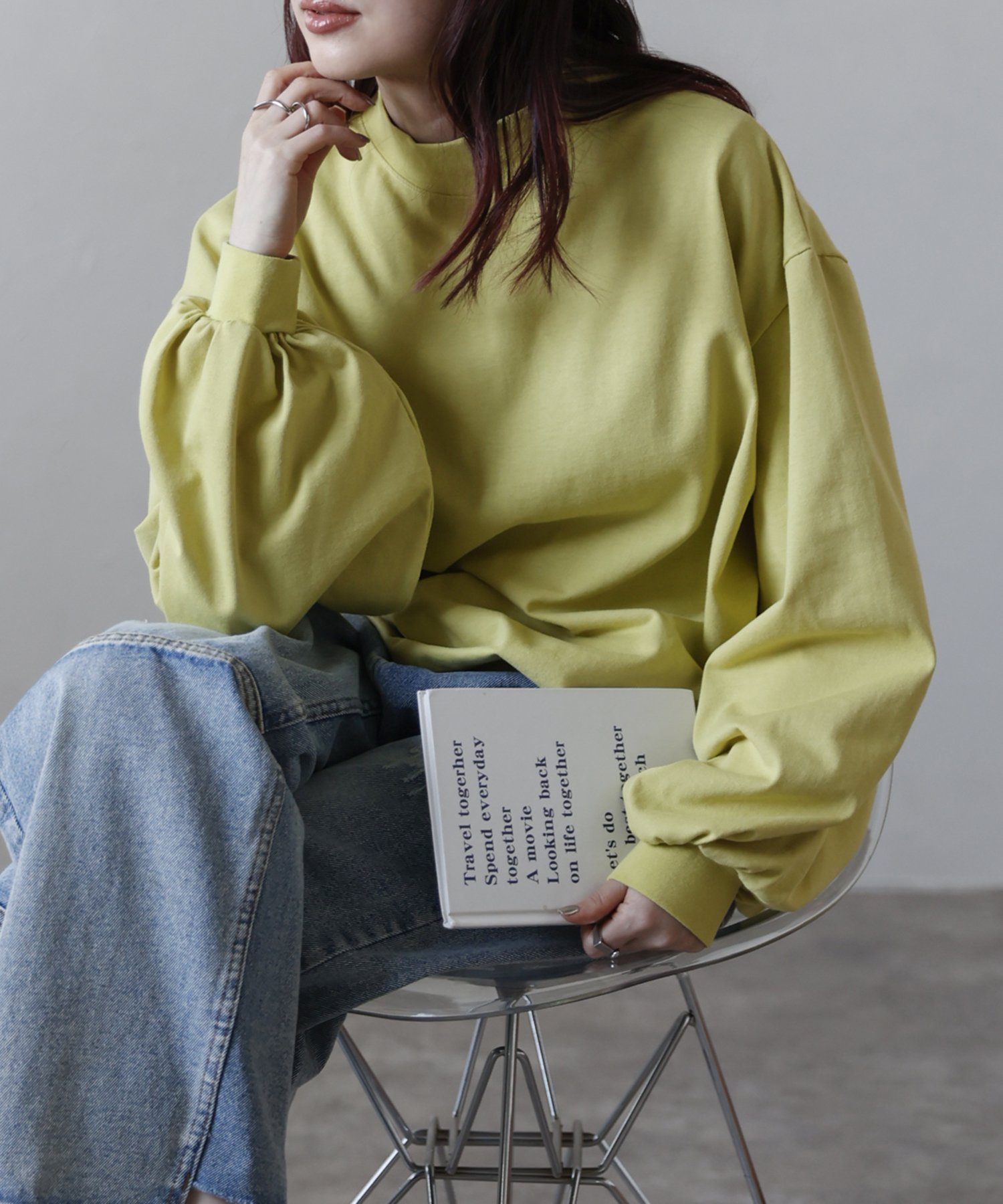 【リラクロ/relaclo】のmitis/モックネックボリュームスリーブロンTee インテリア・キッズ・メンズ・レディースファッション・服の通販 founy(ファニー) ファッション Fashion レディースファッション Fashion for Women トップス・カットソー Cut & Sew Tops ロングTシャツ・Tシャツ Longline T-Shirts & Tees ボリューム袖・フリルスリーブブラウス Voluminous & Ruffle Sleeves / Puffy Sleeve Tops スリーブ Sleeve, Long Sleeve / Short Sleeve ハイネック High Neck, Mock Neck ミックス Mix, Mixed Style モックネック Mock Neck, Short Turtleneck リアル Real, Realistic イエロー|ID: prp329100004723470 ipo3291000000034571386