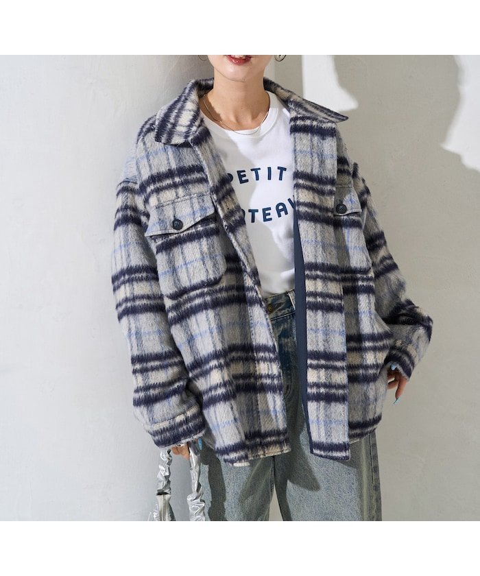 【フリークスストア/FREAK'S STORE】のチェック シャギー シャツ アウター【限定展開】 25AW インテリア・キッズ・メンズ・レディースファッション・服の通販 founy(ファニー) 　ファッション　Fashion　レディースファッション　Fashion for Women　アウター　Coat / Outerwear Collection　トップス・カットソー　Cut & Sew Tops　シャツ・ブラウス・オフィスカジュアル　Elegant Blouses & Button-Ups　2025年　2025　2025-2026秋冬・A/W　Autumn/Winter 2025–26 AW25–26　冬　Winter / This Winter　インナー　Innerwear　チェック　Check, Plaid, Tartan　ビッグ　Big, Oversized　ベーシック　Basic, Essential　ポケット　Pocket, Pocket Detail　レギュラー　Regular, Standard Fit　エレガント 上品　Elegant　A/W・秋冬　Autumn/Winter　防寒　Cold Protection, Winter-Ready　ネイビー|ID: prp329100004723478 ipo3291000000034249444