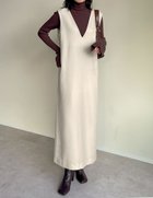 【リエディ/Re:EDIT】の微起毛ツイルVネックジャンパースカート アイボリー|ID: prp329100004723489 ipo3291000000034600512