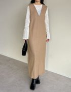 【リエディ/Re:EDIT】の微起毛ツイルVネックジャンパースカート モカベージュ|ID: prp329100004723489 ipo3291000000034600513