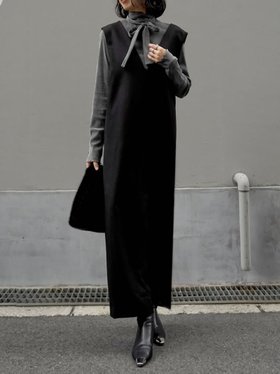 【リエディ/Re:EDIT】の微起毛ツイルVネックジャンパースカート 人気、トレンドファッション・服の通販 founy(ファニー) ファッション Fashion レディースファッション Fashion for Women スカート Skirts インナー Innerwear カットソー Cut and Sewn Top コンパクト Compact, Small Size シンプル Simple, Minimal ツイル Twist, Twisted Detail バランス Balance, Style Balance エレガント 上品 Elegant |ID:prp329100004723489