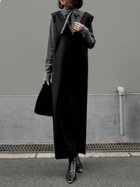 【リエディ/Re:EDIT】の微起毛ツイルVネックジャンパースカート ブラック|ID: prp329100004723489 ipo3291000000034882834