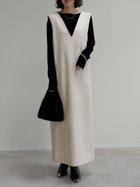 【リエディ/Re:EDIT】の微起毛ツイルVネックジャンパースカート 人気、トレンドファッション・服の通販 founy(ファニー) ファッション Fashion レディースファッション Fashion for Women スカート Skirts インナー Innerwear カットソー Cut and Sewn Top コンパクト Compact, Small Size シンプル Simple, Minimal ツイル Twist, Twisted Detail バランス Balance, Style Balance エレガント 上品 Elegant thumbnail アイボリー|ID: prp329100004723489 ipo3291000000035049304