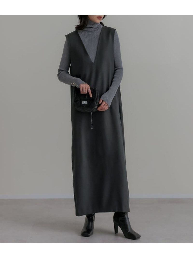 【リエディ/Re:EDIT】の微起毛ツイルVネックジャンパースカート インテリア・キッズ・メンズ・レディースファッション・服の通販 founy(ファニー) ファッション Fashion レディースファッション Fashion for Women スカート Skirts インナー Innerwear カットソー Cut and Sewn Top コンパクト Compact, Small Size シンプル Simple, Minimal ツイル Twist, Twisted Detail バランス Balance, Style Balance エレガント 上品 Elegant チャコールグレー|ID: prp329100004723489 ipo3291000000035049307