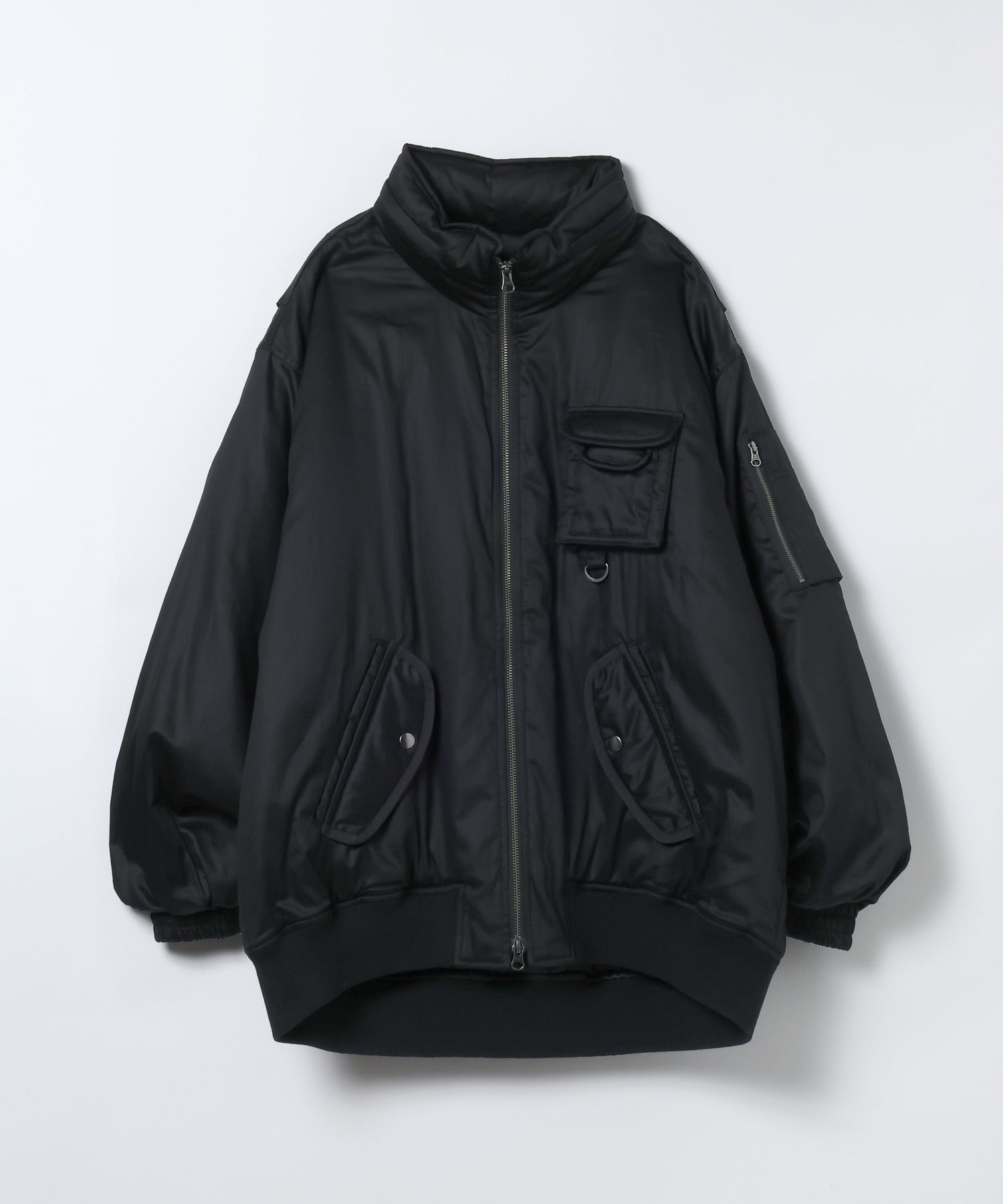 【ジーナシス/JEANASiS】のArmy BIGブルゾン インテリア・キッズ・メンズ・レディースファッション・服の通販 founy(ファニー) 　ファッション　Fashion　レディースファッション　Fashion for Women　アウター　Coat / Outerwear Collection　ブルゾンジャケット・スポーティアウター　Blouson Jackets　インナー　Innerwear　コーティング　Coating, Coated Finish　サテン　Satin, Glossy Fabric　ジップ　Zip, Zipper　デニム　Denim, Jeans Material　なめらか　Smooth, Silky Texture　フェミニン　Feminine, Girly　ブルゾン　Blouson, Bomber Jacket　ボトム　Bottoms, Lower Wear　防寒　Cold Protection, Winter-Ready　ミリタリー　Military, Army Style　ロング　Long, Long-Length　おすすめ　Recommended / Our Picks　エレガント 上品　Elegant　ブラック|ID: prp329100004723498 ipo3291000000034588188