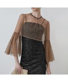 【レジャ/Leja】のLeja-シアーチュールベルスリーブペイントIラインワンピースドレス 人気、トレンドファッション・服の通販 founy(ファニー) ファッション Fashion レディースファッション Fashion for Women ワンピース Dresses フォーマル・パーティードレス・結婚式用ドレス Elegant & Casual Dresses エレガント 上品 Elegant シアー Sheer, See-Through デコルテ Décolleté, Neckline フォーマル Formal, Dressy thumbnail BLACK|ID: prp329100004723525 ipo3291000000034466765