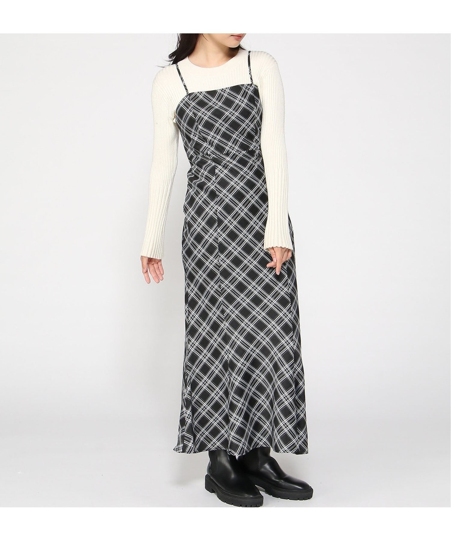 【イング/INGNI】のINGNI/BackレースUPチェック柄マーメイドキャミOP 人気、トレンドファッション・服の通販 founy(ファニー) 　ファッション　Fashion　レディースファッション　Fashion for Women　トップス・カットソー　Cut & Sew Tops　キャミソール&ノースリーブ　Camisoles & Sleeveless Tops　インナー　Innerwear　秋　Autumn　サイドジップ　Side Zip, Side Zipper　スマホ　Smartphone, Mobile Device　チェック　Check, Plaid, Tartan　フェミニン　Feminine, Girly　レース　Lace, Lace Fabric　ロング　Long, Long-Length　 other-1|ID: prp329100004723603 ipo3291000000034137946