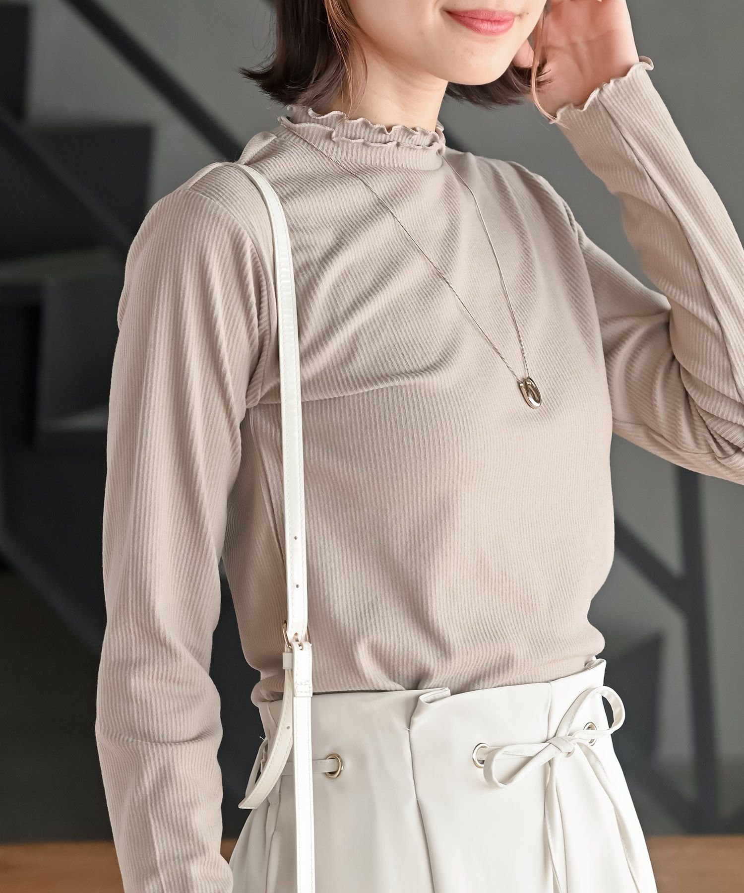 【アールピーエス/rps】の起毛リブWハイネックカットソー インテリア・キッズ・メンズ・レディースファッション・服の通販 founy(ファニー) ファッション Fashion レディースファッション Fashion for Women トップス・カットソー Cut & Sew Tops カットソー・ベーシックTシャツ Cut-and-Sewn Tops / Stretch Tees & Basics インナー Innerwear サロペット Overalls, Salopette シンプル Simple, Minimal ストレッチ Stretch, Stretchy Fabric フェミニン Feminine, Girly フリル Frill, Ruffle 再入荷 Restock / Back in Stock 防寒 Cold Protection, Winter-Ready グレージュ|ID: prp329100004723627 ipo3291000000034559165