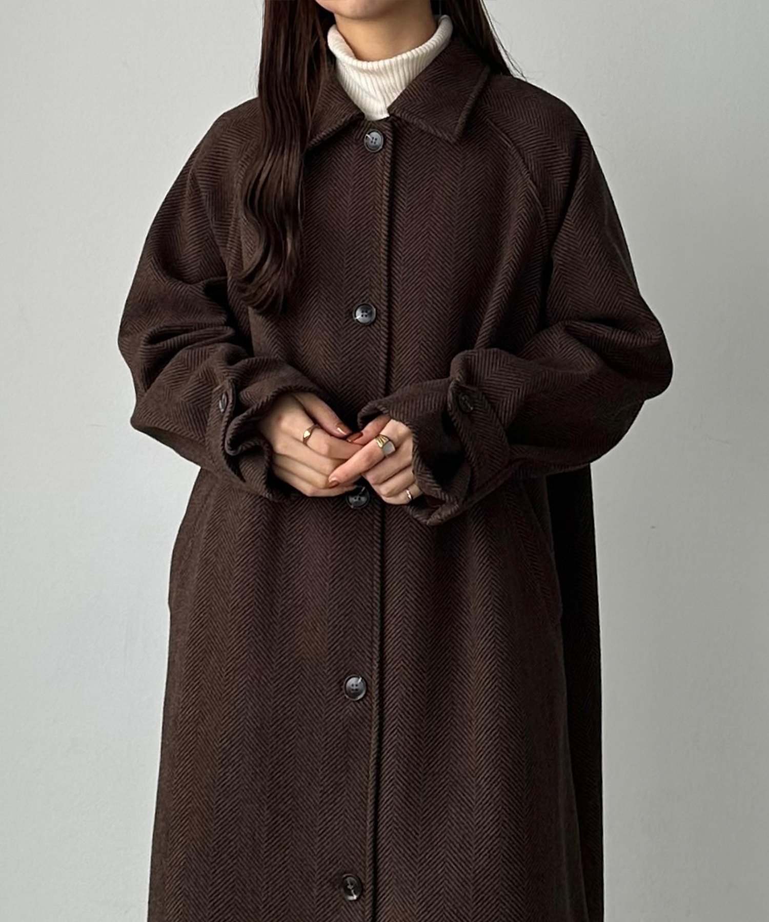 【ジュノア/JUNOAH】のcallautia ヘリンボーンステンカラーロングコート インテリア・キッズ・メンズ・レディースファッション・服の通販 founy(ファニー) ファッション Fashion レディースファッション Fashion for Women アウター Coat / Outerwear Collection コート・ロングコート・ピーコート Long Coats, Peacoats & More キャメル|ID: prp329100004723630 ipo3291000000034507867