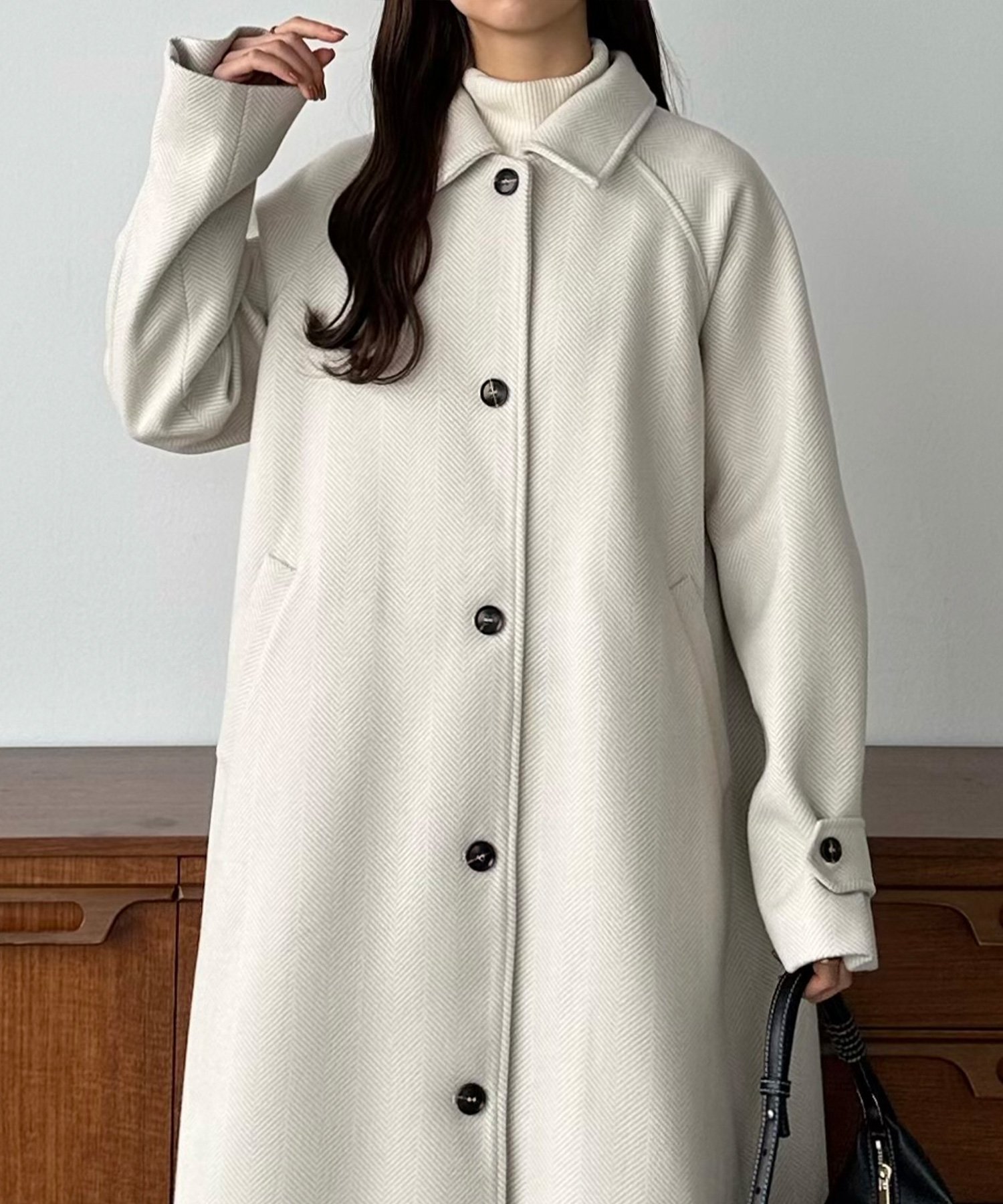 【ジュノア/JUNOAH】のcallautia ヘリンボーンステンカラーロングコート インテリア・キッズ・メンズ・レディースファッション・服の通販 founy(ファニー) ファッション Fashion レディースファッション Fashion for Women アウター Coat / Outerwear Collection コート・ロングコート・ピーコート Long Coats, Peacoats & More アイボリー|ID: prp329100004723630 ipo3291000000034507870