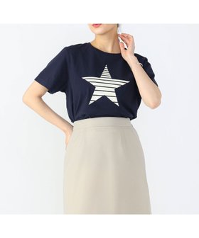 【ビームス ハート/BEAMS HEART】のフロッキー スター プリントTシャツ(M~L) 25SS 半袖 人気、トレンドファッション・服の通販 founy(ファニー) ファッション Fashion レディースファッション Fashion for Women トップス・カットソー Cut & Sew Tops シャツ・ブラウス・オフィスカジュアル Elegant Blouses & Button-Ups ロングTシャツ・Tシャツ Longline T-Shirts & Tees 2025年 2025 2025春夏・S/S Spring/Summer 2025 SS25 バランス Balance, Style Balance プリント Print, Printed Pattern ベーシック Basic, Essential ボーダー Border, Stripe 人気 Popular, Best Seller 半袖 Short Sleeve, Half Sleeve |ID:prp329100004723642