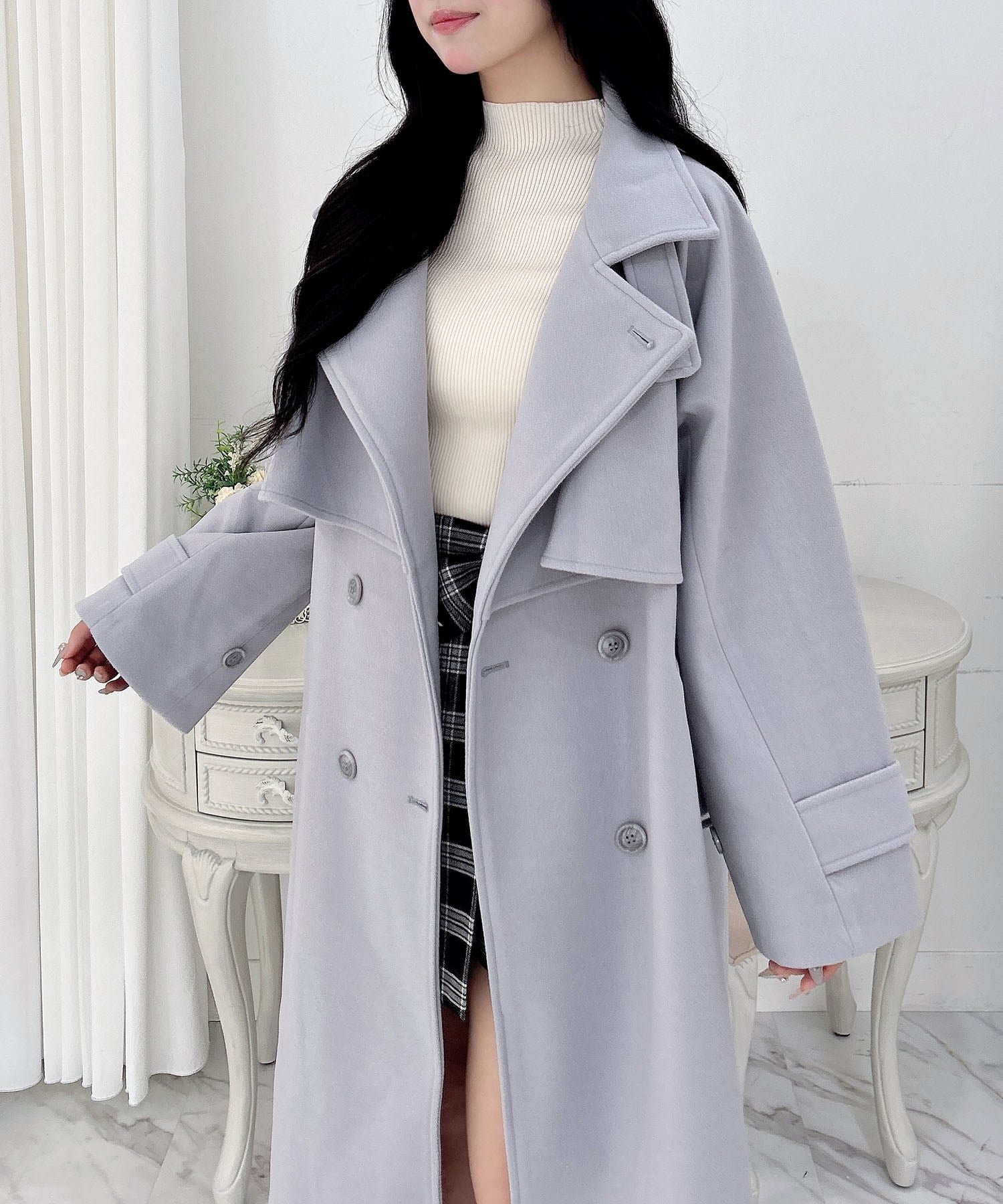 【イング/INGNI】の【WEB限定】2WAYカラーロングコート インテリア・キッズ・メンズ・レディースファッション・服の通販 founy(ファニー) 　ファッション　Fashion　レディースファッション　Fashion for Women　アウター　Coat / Outerwear Collection　コート・ロングコート・ピーコート　Long Coats, Peacoats & More　クール　Cool, Chic　シンプル　Simple, Minimal　スタンド　Stand Collar, Upright Stand　スマホ　Smartphone, Mobile Device　スリット　Slit, Slit Detail　フェミニン　Feminine, Girly　フロント　Front, Front Design　ポケット　Pocket, Pocket Detail　マフラー　Scarf, Muffler　マーメイド　Mermaid, Fishtail Silhouette　ロング　Long, Long-Length　冬　Winter / This Winter　グレー|ID: prp329100004723696 ipo3291000000034138313