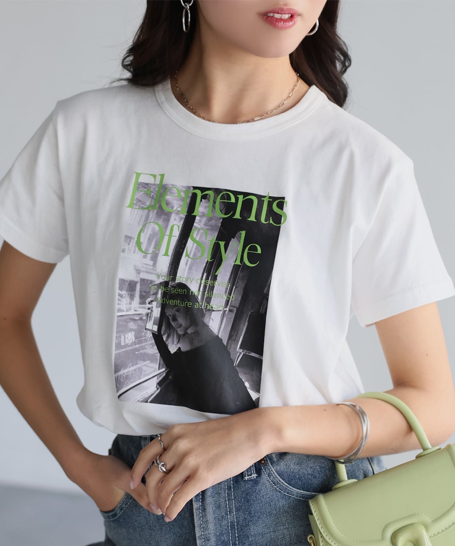 【リベリー/Riberry】のフォトプリントロゴTシャツ インテリア・キッズ・メンズ・レディースファッション・服の通販 founy(ファニー) 　ファッション　Fashion　レディースファッション　Fashion for Women　トップス・カットソー　Cut & Sew Tops　シャツ・ブラウス・オフィスカジュアル　Elegant Blouses & Button-Ups　ロングTシャツ・Tシャツ　Longline T-Shirts & Tees　インナー　Innerwear　春　Spring　秋　Autumn　シンプル　Simple, Minimal　スラックス　Slacks, Dress Pants　ティアードスカート　Tiered Skirt, Flounced Skirt　デニム　Denim, Jeans Material　トレンド　Trend, Trending Now　フロント　Front, Front Design　プリント　Print, Printed Pattern　ベーシック　Basic, Essential　ボトム　Bottoms, Lower Wear　半袖　Short Sleeve, Half Sleeve　レギュラー　Regular, Standard Fit　ロング　Long, Long-Length　楽ちん　Easy Fit, Comfortable　プチプライス・低価格　Affordable / Budget Price　おすすめ　Recommended / Our Picks　夏　Summer　ホワイト×グリーン|ID: prp329100004723697 ipo3291000000034512834