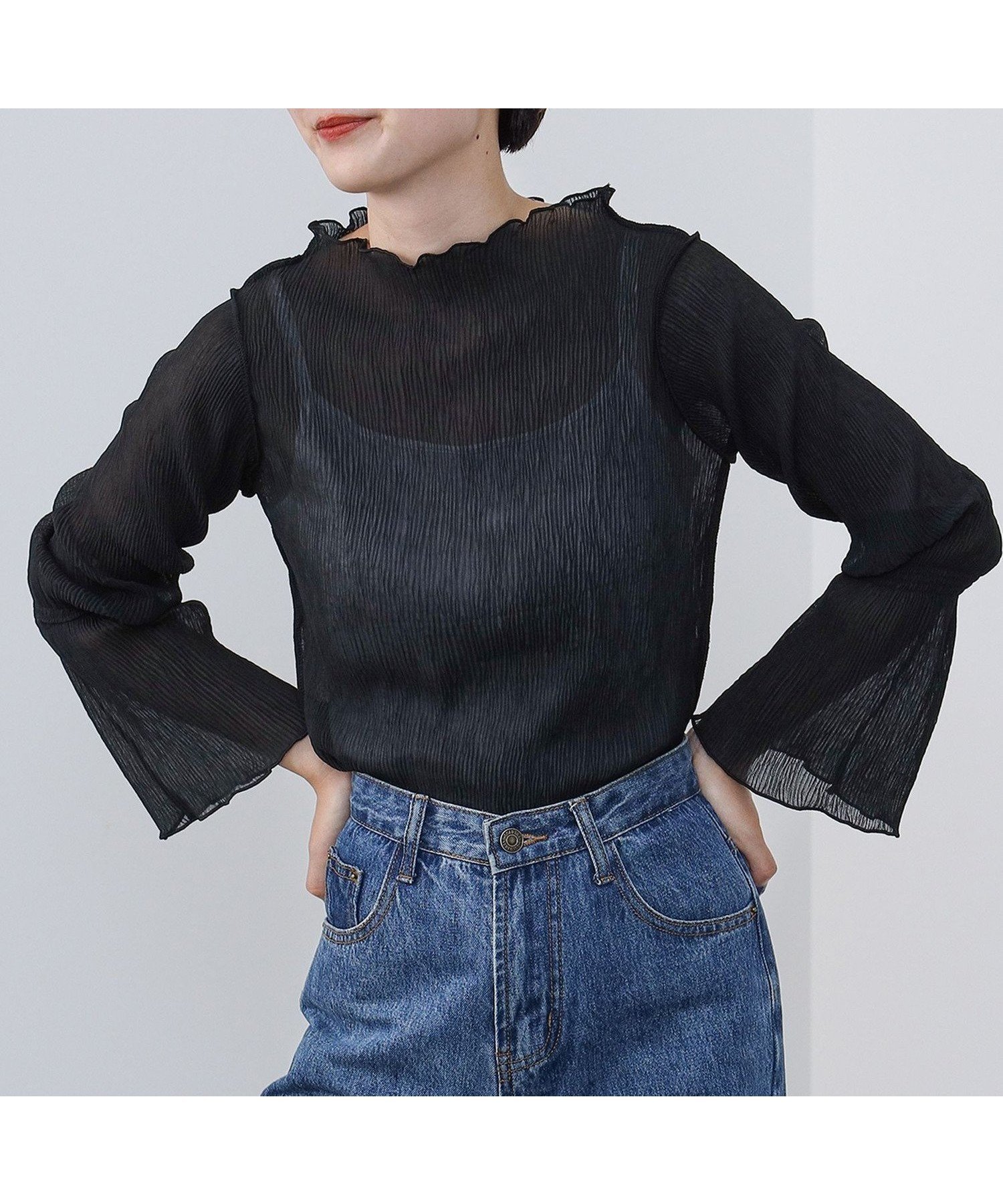【ビームス ウイメン/BEAMS】のワッシャーメロー プルオーバー インテリア・キッズ・メンズ・レディースファッション・服の通販 founy(ファニー)  ファッション Fashion レディースファッション Fashion for Women トップス・カットソー Cut & Sew Tops カジュアルプルオーバー・ニットトップス Pullovers & Knit Tops / Casual Pullovers インナー Innerwear キャミソール Camisole, Spaghetti Strap Top キャミワンピース Cami Dress, Slip Dress シアー Sheer, See-Through 定番 Standard, Basic Item BLACK|ID: prp329100004723801 ipo3291000000034287536