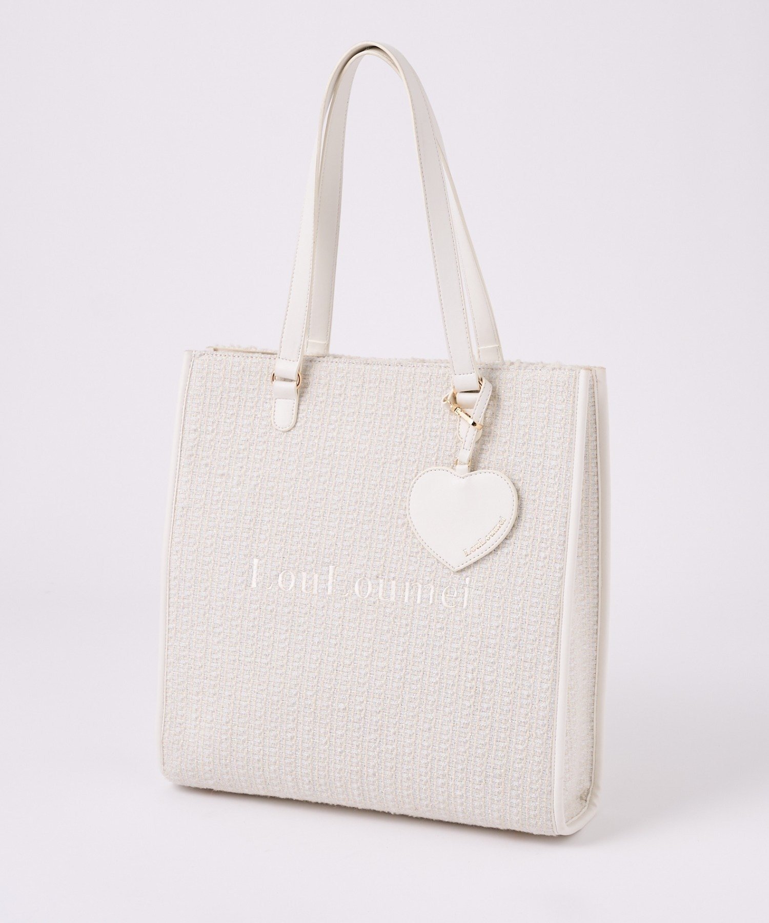 【ナイスクラップ/NICE CLAUP】の【LouLoumei】/ハートチャーム付きトートバッグ/自立可能 インテリア・キッズ・メンズ・レディースファッション・服の通販 founy(ファニー) 　ファッション　Fashion　レディースファッション　Fashion for Women　バッグ　Bags　スリット　Slit, Slit Detail　チャーム　Charm, Pendant　ツイード　Twill, Twill Weave　ポケット　Pocket, Pocket Detail　楽ちん　Easy Fit, Comfortable　旅行　Travel　スーツケース キャリーケース　Suitcase / Carry Case　ビジネス 仕事 通勤　Business / Work / Commuting　アイボリー|ID: prp329100004723803 ipo3291000000034601025