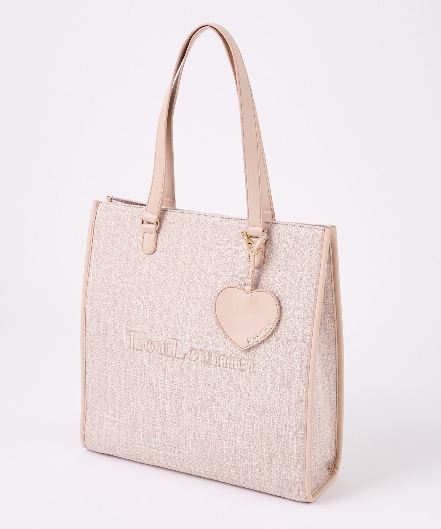 【ナイスクラップ/NICE CLAUP】の【LouLoumei】/ハートチャーム付きトートバッグ/自立可能 インテリア・キッズ・メンズ・レディースファッション・服の通販 founy(ファニー) 　ファッション　Fashion　レディースファッション　Fashion for Women　バッグ　Bags　スリット　Slit, Slit Detail　チャーム　Charm, Pendant　ツイード　Twill, Twill Weave　ポケット　Pocket, Pocket Detail　楽ちん　Easy Fit, Comfortable　旅行　Travel　スーツケース キャリーケース　Suitcase / Carry Case　ビジネス 仕事 通勤　Business / Work / Commuting　ベージュ|ID: prp329100004723803 ipo3291000000034601027