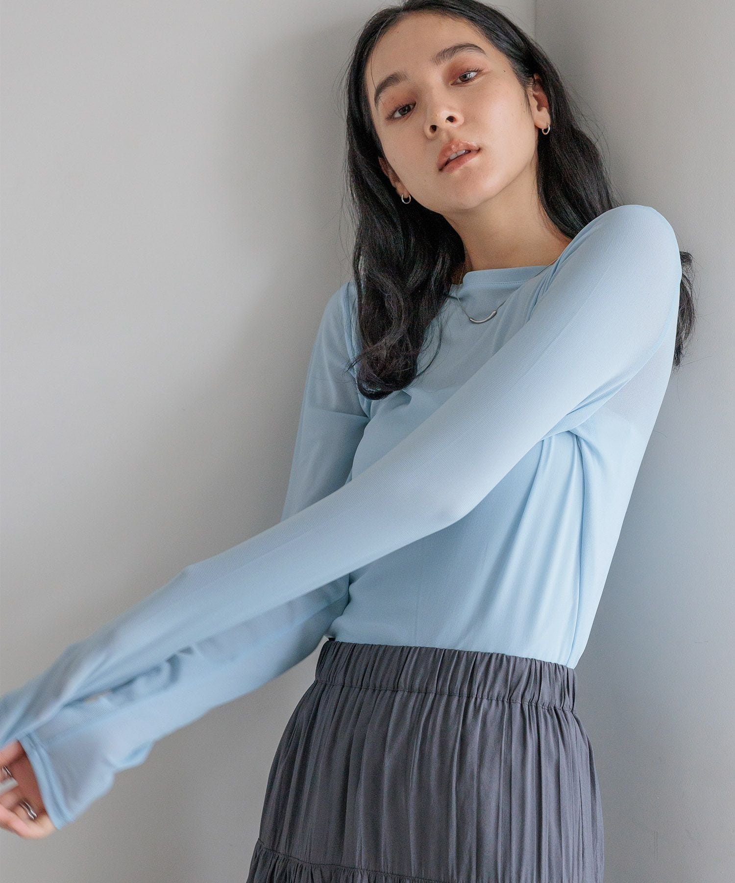 【ローリーズファーム/LOWRYS FARM】のナイロンシアータイトLS インテリア・キッズ・メンズ・レディースファッション・服の通販 founy(ファニー) 　ファッション　Fashion　レディースファッション　Fashion for Women　おすすめ　Recommended / Our Picks　インナー　Innerwear　サロペット　Overalls, Salopette　シアー　Sheer, See-Through　ジャケット　Jacket, Outerwear　ベスト　Vest, Waistcoat　メッシュ　Mesh, Net Fabric　ブルー|ID: prp329100004723821 ipo3291000000034138856