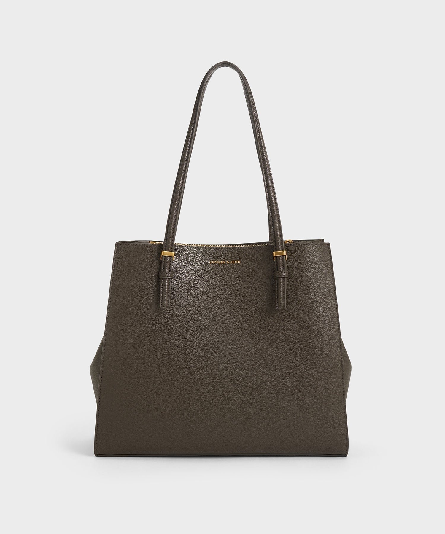 【チャールズ アンド キース/CHARLES & KEITH】のクラシックダブルハンドル トートバッグ インテリア・キッズ・メンズ・レディースファッション・服の通販 founy(ファニー) 　ファッション　Fashion　レディースファッション　Fashion for Women　バッグ　Bags　フェイクレザー　Faux Leather, PU Leather　フォルム　Silhouette, Form　フォーマル　Formal, Dressy　ベーシック　Basic, Essential　ワーク　Workwear, Utility Style　DarkMoss|ID: prp329100004723846 ipo3291000000034138950