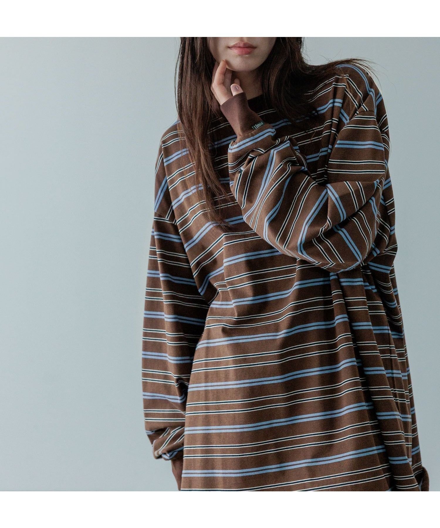 【ローリーズファーム/LOWRYS FARM】の【LFM】CREW NECK ボーダーT/LS【UNISEX】 インテリア・キッズ・メンズ・レディースファッション・服の通販 founy(ファニー) 　ファッション　Fashion　レディースファッション　Fashion for Women　ユニセックス　Unisex, Genderless　なめらか　Smooth, Silky Texture　スリーブ　Sleeve, Long Sleeve / Short Sleeve　ボーダー　Border, Stripe　ルーズ　Loose, Oversized　ロング　Long, Long-Length　ブラウン58|ID: prp329100004723880 ipo3291000000035077604