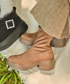 【プラスダイアナ/plus diana】の【軽量】厚底ストレッチショートブーツ ダークベージュ人工シルキー|ID: prp329100004723908 ipo3291000000034139197