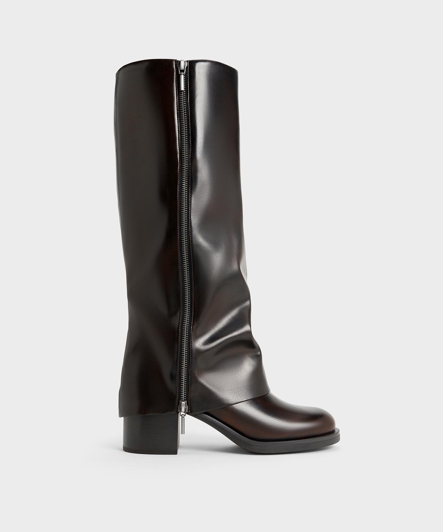 【チャールズ アンド キース/CHARLES & KEITH】のLouise ルーイ サイドジップロングブーツ インテリア・キッズ・メンズ・レディースファッション・服の通販 founy(ファニー) 　ファッション　Fashion　レディースファッション　Fashion for Women　ブロック　Block, Solid Block Pattern　ロング　Long, Long-Length　DarkBrown|ID: prp329100004723935 ipo3291000000034139309
