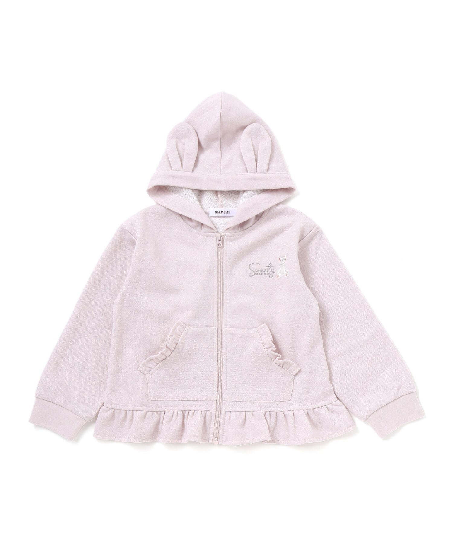 【ベベ オンライン ストア/BEBE ONLINE STORE / KIDS】のアニマルネコウサギ耳付きフード裾フリルフルジップパーカー(80~130cm) インテリア・キッズ・メンズ・レディースファッション・服の通販 founy(ファニー) 　ファッション　Fashion　キッズファッション　Fashion for Kids　アニマル　Animal Print　秋　Autumn　チェック　Check, Plaid, Tartan　チュール　Tulip, Tulip Motif　ネコ　Cat, Feline Motif　長袖　Long Sleeve, Full Sleeve　パーカー　Hoodie, Parka　フリル　Frill, Ruffle　フレンチ　French, French Style　フロント　Front, Front Design　ミックス　Mix, Mixed Style　モチーフ　Motif, Design Theme　リボン　Ribbon, Bow　ロマンティック　Romantic, Feminine Style　A/W・秋冬　Autumn/Winter　エレガント 上品　Elegant　2025年　2025　2025-2026秋冬・A/W　Autumn/Winter 2025–26 AW25–26　ピンク|ID: prp329100004724089 ipo3291000000034186428