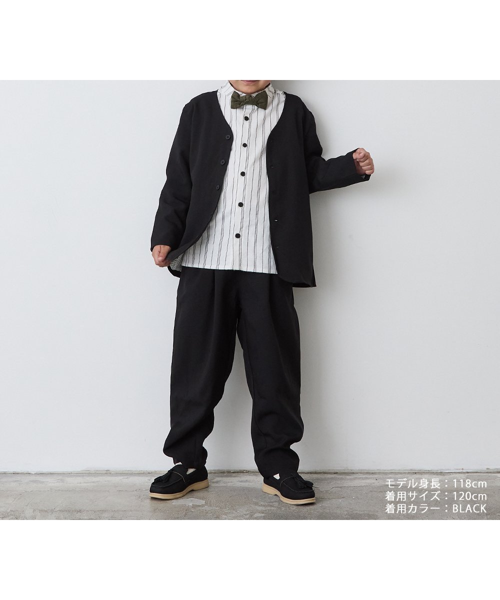 【リジェール/riziere / KIDS】のシングルノーカラージャケットセットアップ(裏地チェック) インテリア・キッズ・メンズ・レディースファッション・服の通販 founy(ファニー) 　ファッション　Fashion　キッズファッション　Fashion for Kids　インナー　Innerwear　カーディガン　Cardigan, Knitwear　ジャケット　Jacket, Outerwear　セットアップ　Set-Up, Coordinated Outfit　チェック　Check, Plaid, Tartan　人気　Popular, Best Seller　フォルム　Silhouette, Form　ポケット　Pocket, Pocket Detail　おすすめ　Recommended / Our Picks　入学式　Entrance Ceremony　結婚式　Wedding　BLACK|ID: prp329100004724127 ipo3291000000034140087