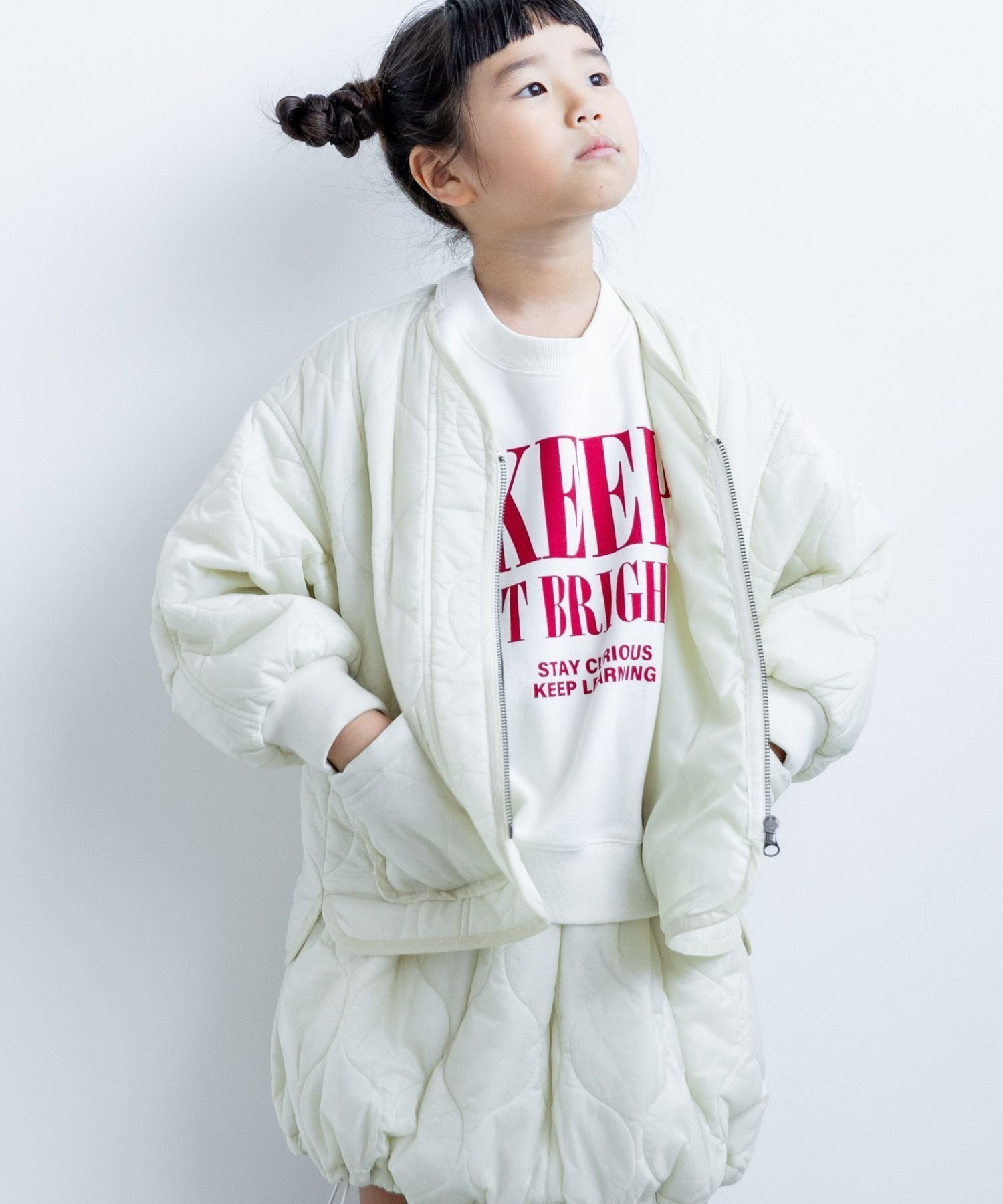 【ローリーズファーム/LOWRYS FARM / KIDS】のキルティングブルゾン インテリア・キッズ・メンズ・レディースファッション・服の通販 founy(ファニー) 　ファッション　Fashion　キッズファッション　Fashion for Kids　キルティング　Quilted, Quilting　ブルゾン　Blouson, Bomber Jacket　ミリタリー　Military, Army Style　人気　Popular, Best Seller　定番　Standard, Basic Item　アイボリー|ID: prp329100004724177 ipo3291000000034140307