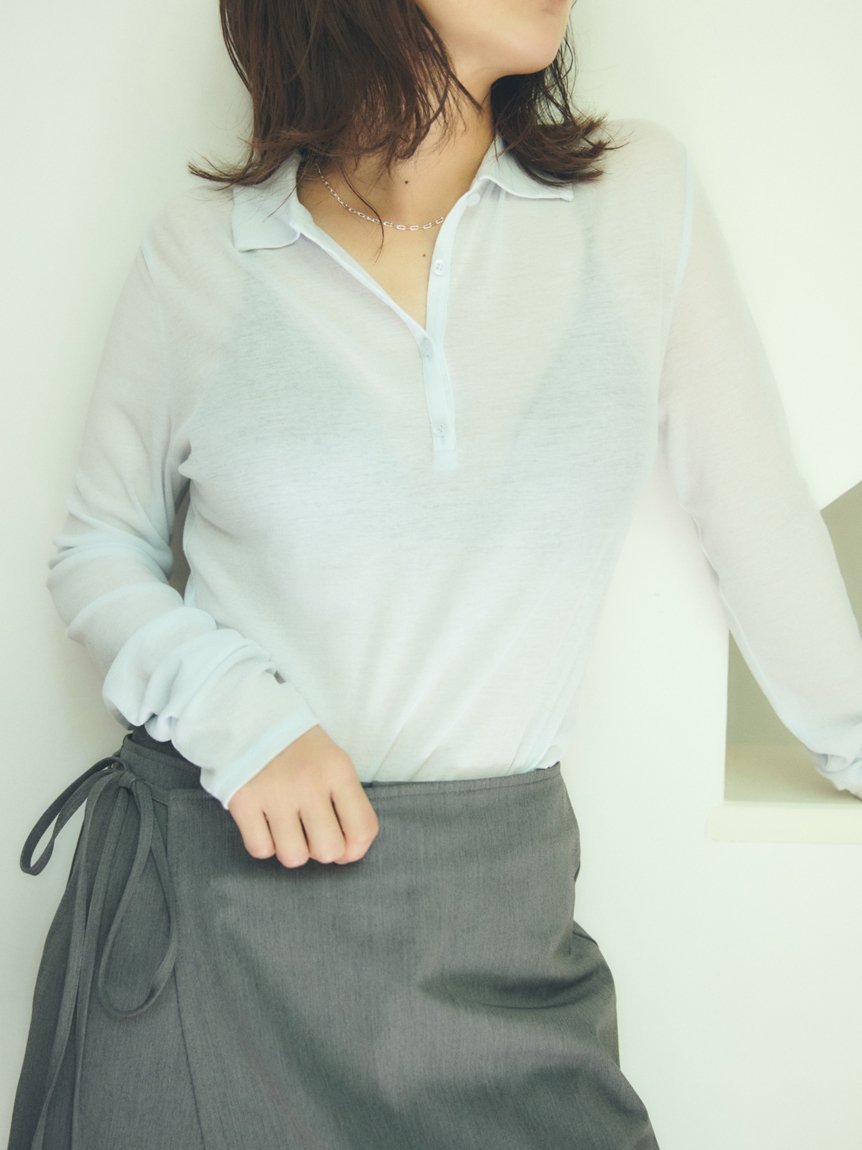 【ミースロエ/MIESROHE】のシアーフライスポロカットトップス インテリア・キッズ・メンズ・レディースファッション・服の通販 founy(ファニー) 　雑誌掲載アイテム　Magazine Picks & Fashion Features　ファッション雑誌　Fashion Magazines　ヴェリィ　VERY　ファッション　Fashion　レディースファッション　Fashion for Women　トップス・カットソー　Cut & Sew Tops　10月号　October Issue　シンプル　Simple, Minimal　スマート　Smart, Elegant　雑誌　Magazine, Fashion Magazine　LBLU[081]|ID: prp329100004724234 ipo3291000000034540443