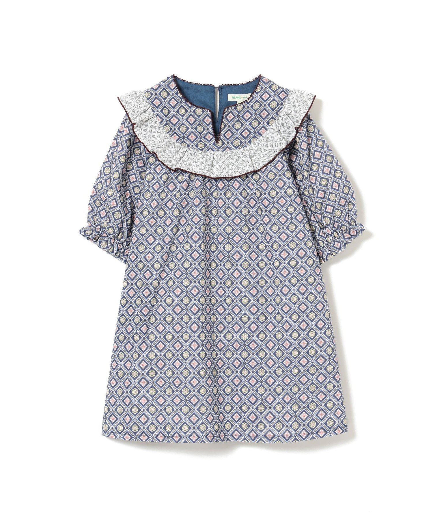 【ビームス ミニ/BEAMS mini / KIDS】の総柄 フリル ワンピース 2025FW(90~140cm) インテリア・キッズ・メンズ・レディースファッション・服の通販 founy(ファニー) 　ファッション　Fashion　キッズファッション　Fashion for Kids　ワンピース　Dresses　ギャザー　Gathered, Ruffled　フェミニン　Feminine, Girly　フリル　Frill, Ruffle　ベーシック　Basic, Essential　夏　Summer　秋　Autumn　NAVY|ID: prp329100004724255 ipo3291000000034140626