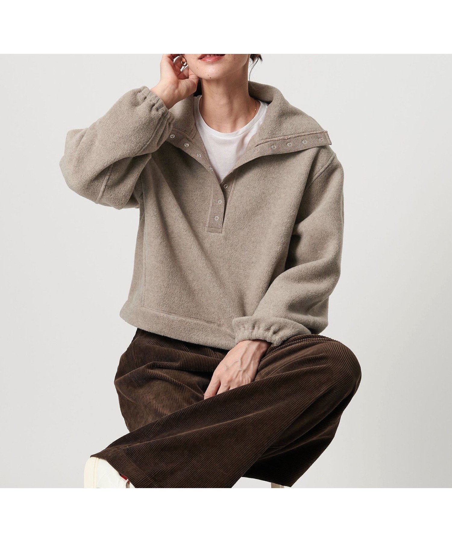 【ビューティ&ユース ユナイテッドアローズ/BEAUTY&YOUTH / UNITED ARROWS】のフリース スナップ プルオーバー インテリア・キッズ・メンズ・レディースファッション・服の通販 founy(ファニー) 　ファッション　Fashion　レディースファッション　Fashion for Women　トップス・カットソー　Cut & Sew Tops　カジュアルプルオーバー・ニットトップス　Pullovers & Knit Tops / Casual Pullovers　インナー　Innerwear　カットソー　Cut and Sewn Top　ドローコード　Drawcord, Drawstring Cord　ハイネック　High Neck, Mock Neck　ハーフ　Half, Half-Length　ポケット　Pocket, Pocket Detail　ロング　Long, Long-Length　ワイド　Wide, Wide Fit　おすすめ　Recommended / Our Picks　MOCA|ID: prp329100004724294 ipo3291000000034834647