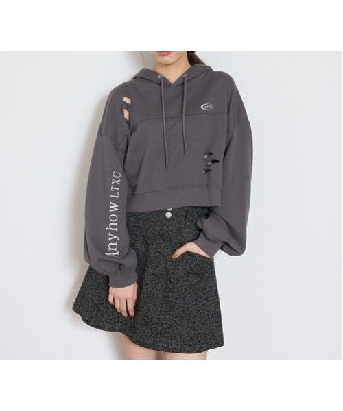 【ナルミヤ オンライン/NARUMIYA ONELINE / KIDS】の【LTXC】ダメージクロップドパーカ 人気、トレンドファッション・服の通販 founy(ファニー) 　ファッション　Fashion　キッズファッション　Fashion for Kids　クロップド　Cropped, Short Length　クール　Cool, Chic　トレンド　Trend, Trending Now　プリント　Print, Printed Pattern　ポケット　Pocket, Pocket Detail　 other-1|ID: prp329100004724318 ipo3291000000034140857