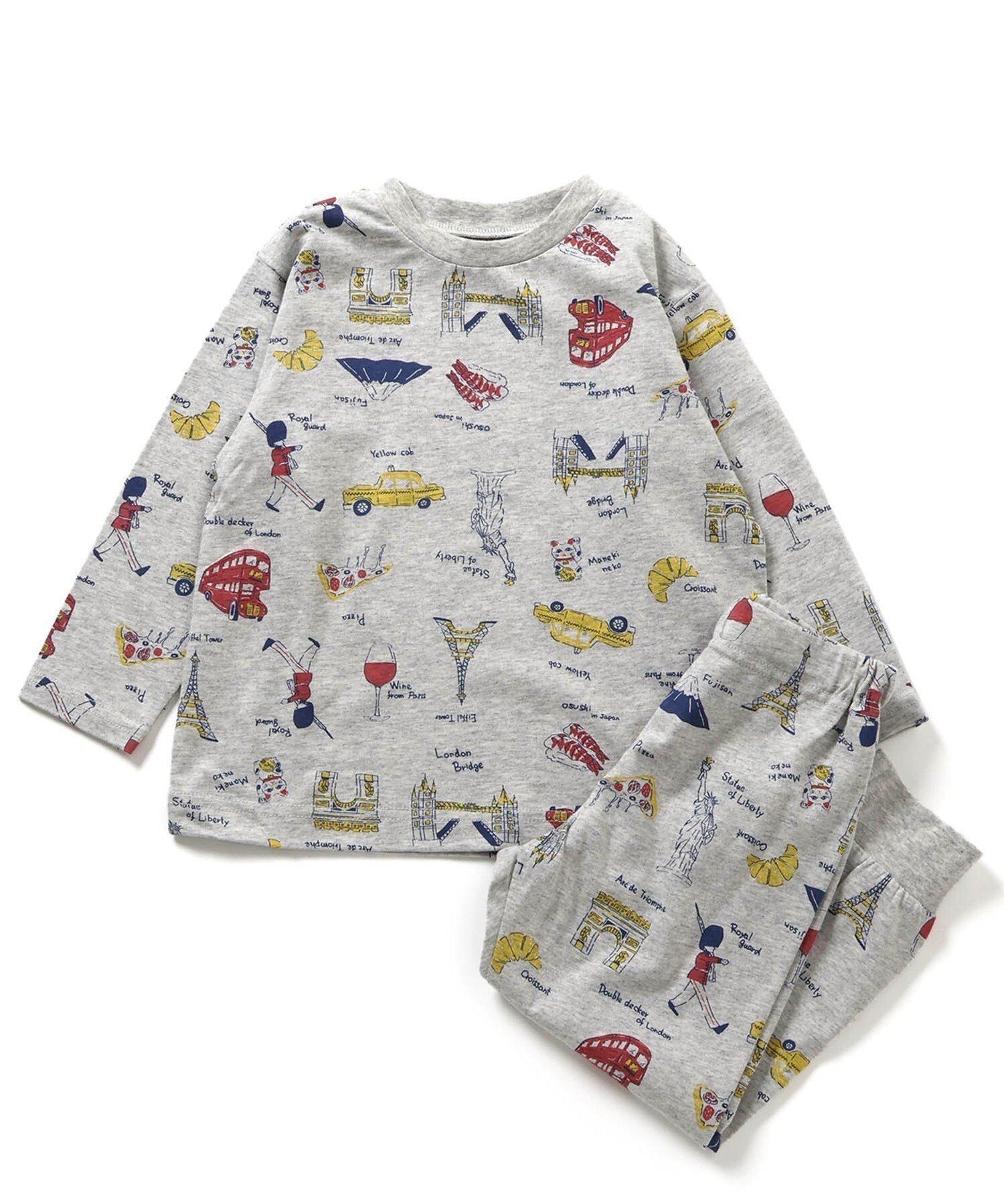 【エフオー オンラインストア/F.O.Online Store / KIDS】の【リンク】バラエティ天竺パジャマ インテリア・キッズ・メンズ・レディースファッション・服の通販 founy(ファニー) 　ファッション　Fashion　キッズファッション　Fashion for Kids　カラフル　Colorful Design　パジャマ　Pajamas, Sleepwear　人気　Popular, Best Seller　グレー|ID: prp329100004724347 ipo3291000000034140979