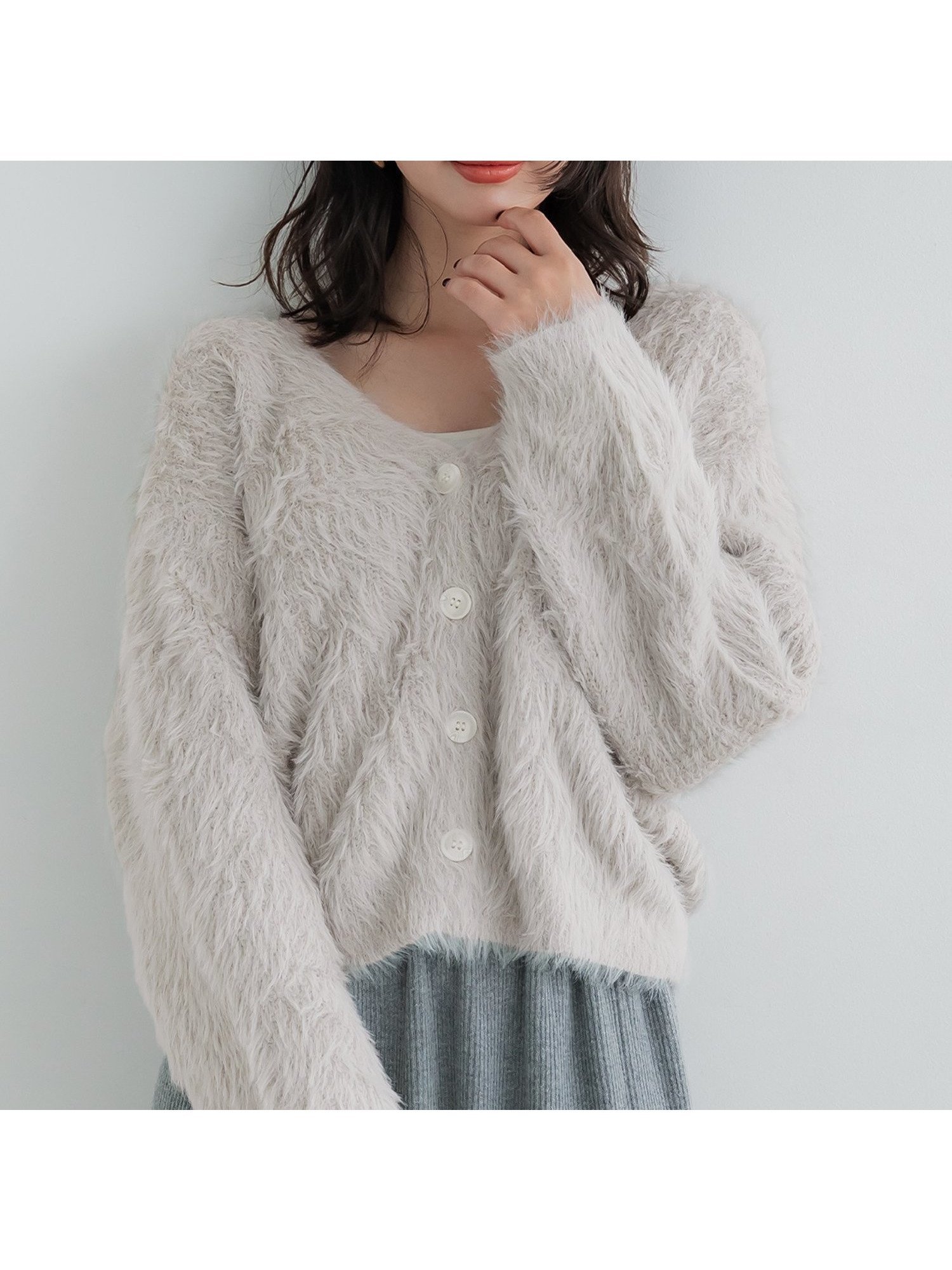 【コカ/COCA】のふんわりシャギーニットカーディガン インテリア・キッズ・メンズ・レディースファッション・服の通販 founy(ファニー) 　ファッション　Fashion　レディースファッション　Fashion for Women　トップス・カットソー　Cut & Sew Tops　ニット　Knit Tops & Sweaters　カーディガン・羽織り　Layered Style Cardigans　Gray|ID: prp329100004724389 ipo3291000000034141122