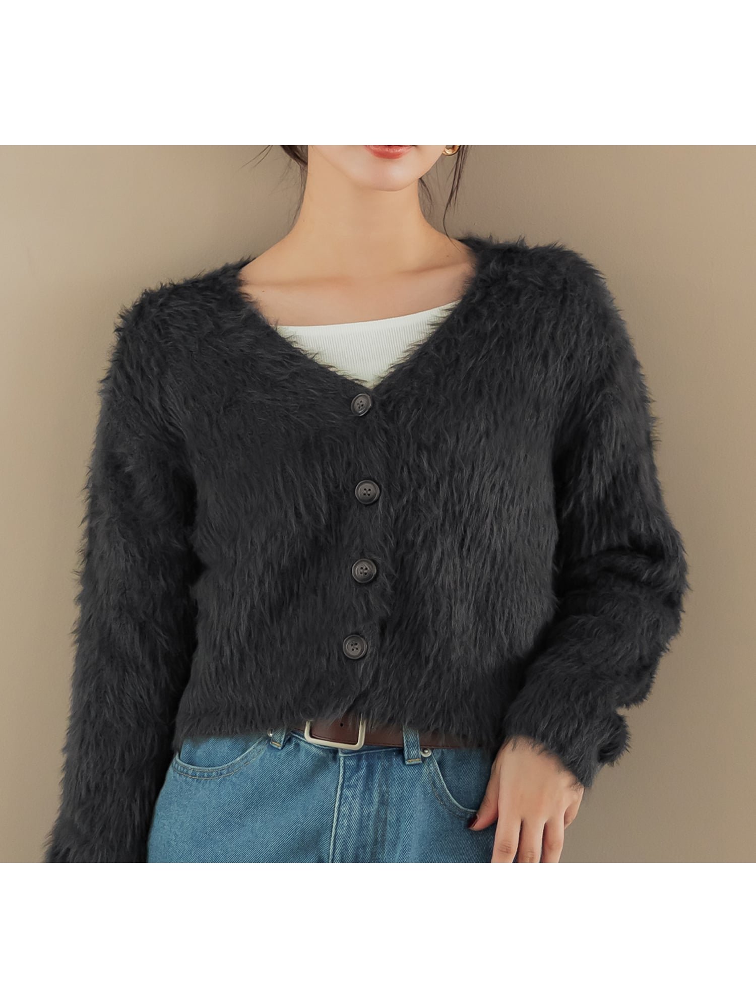 【コカ/COCA】のふんわりシャギーニットカーディガン インテリア・キッズ・メンズ・レディースファッション・服の通販 founy(ファニー) 　ファッション　Fashion　レディースファッション　Fashion for Women　トップス・カットソー　Cut & Sew Tops　ニット　Knit Tops & Sweaters　カーディガン・羽織り　Layered Style Cardigans　Charcoal|ID: prp329100004724389 ipo3291000000034141124
