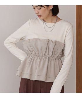 【バブ ブージュルード/Bab Bou Jeloud】のビスチェ風レイヤードプルオーバー 人気、トレンドファッション・服の通販 founy(ファニー) ファッション Fashion レディースファッション Fashion for Women トップス・カットソー Cut & Sew Tops カジュアルプルオーバー・ニットトップス Pullovers & Knit Tops / Casual Pullovers ビスチェ Bustiers & Corset Tops / Layered Bustier Style カットソー Cut and Sewn Top デニム Denim, Jeans Material ビスチェ Bustier, Corset Top ワイド Wide, Wide Fit 再入荷 Restock / Back in Stock |ID:prp329100004724437