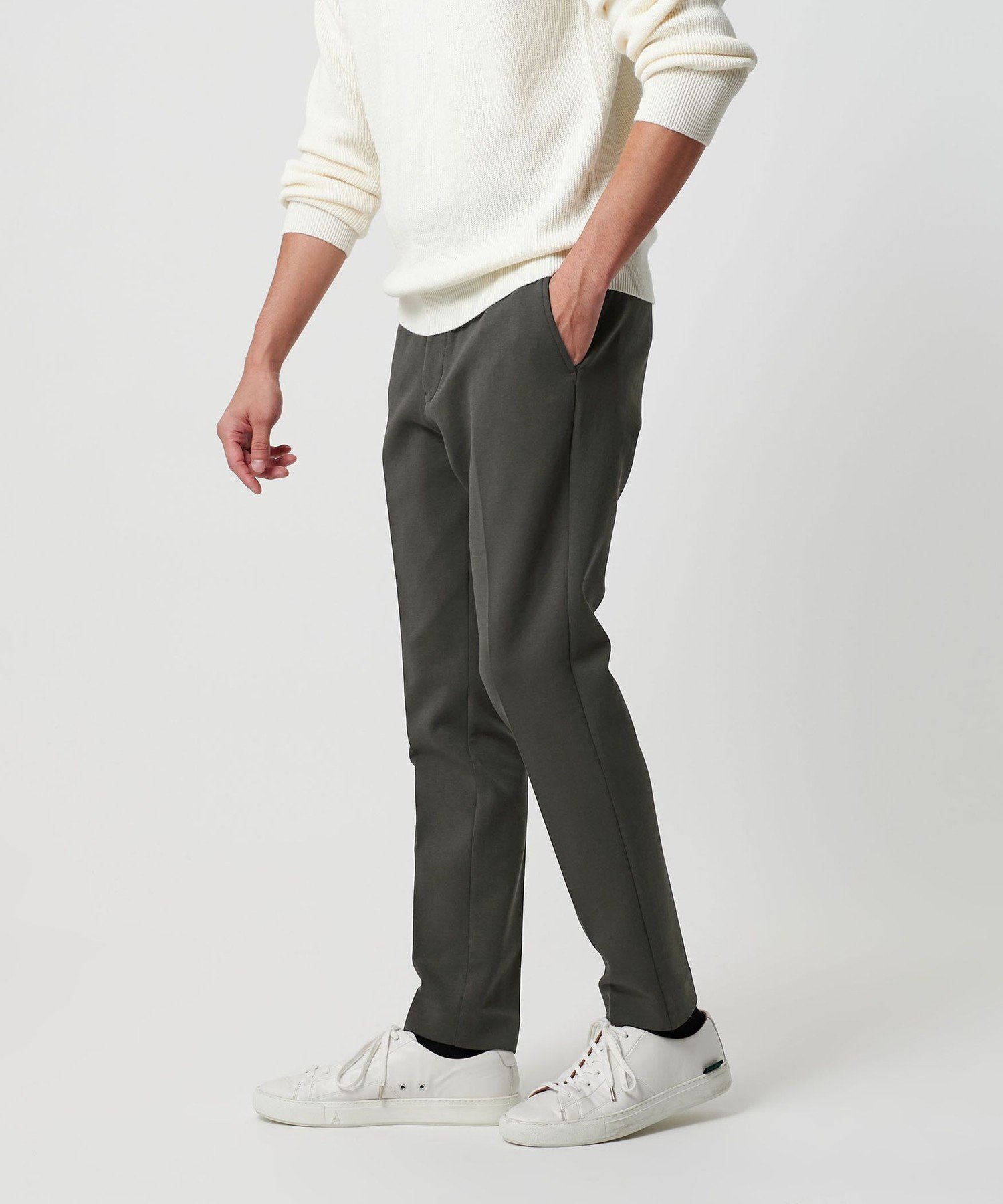 【ビューティ&ユース ユナイテッドアローズ/BEAUTY&YOUTH / UNITED ARROWS / MEN】の【WEB限定 WARDROBE SMART】ダブルニット ノープリーツ スラックス パンツ/セットアップ対応 インテリア・キッズ・メンズ・レディースファッション・服の通販 founy(ファニー) 　ファッション　Fashion　メンズファッション　Fashion for Men　ボトムス　Bottoms　春　Spring　カーディガン　Cardigan, Knitwear　シャーリング　Shirring, Ruched　シンプル　Simple, Minimal　スウェット / スエット　Sweatshirt, Sweatwear　スピンドル　Spindle, Drawcord　スポーティ　Sporty, Casual Athletic　スマート　Smart, Elegant　スラックス　Slacks, Dress Pants　セットアップ　Set-Up, Coordinated Outfit　ダブル　Double, Double-Breasted　テーパード　Tapered, Tapered Pants　パーカー　Hoodie, Parka　ファブリック　Fabric, Textile　フラット　Flat, Flat Shoes　プリーツ　Pleats, Pleated　ポケット　Pocket, Pocket Detail　リラックス　Relax, Relaxed Fit　A/W・秋冬　Autumn/Winter　DK.GRAY|ID: prp329100004724481 ipo3291000000034278495